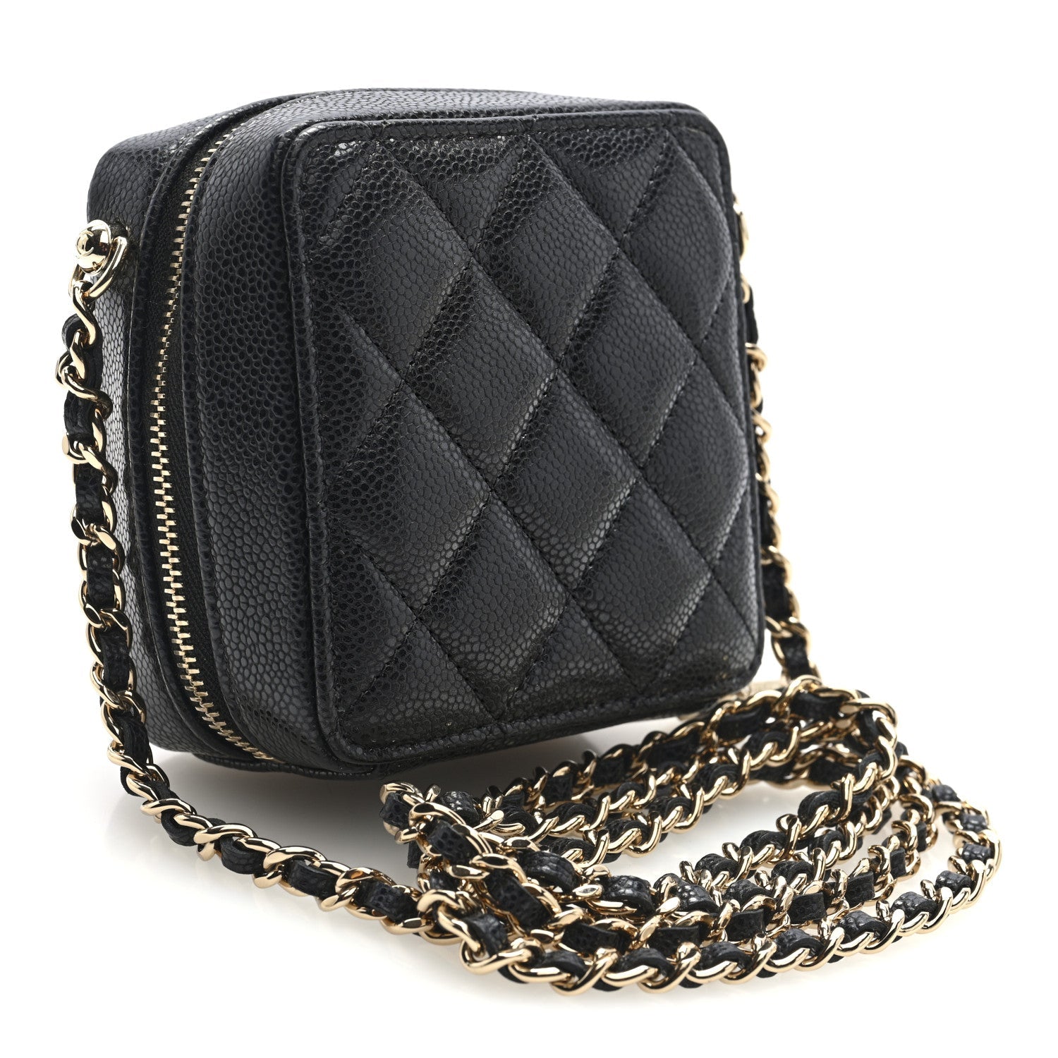 Caviar Quilted Clutch With Chain Black