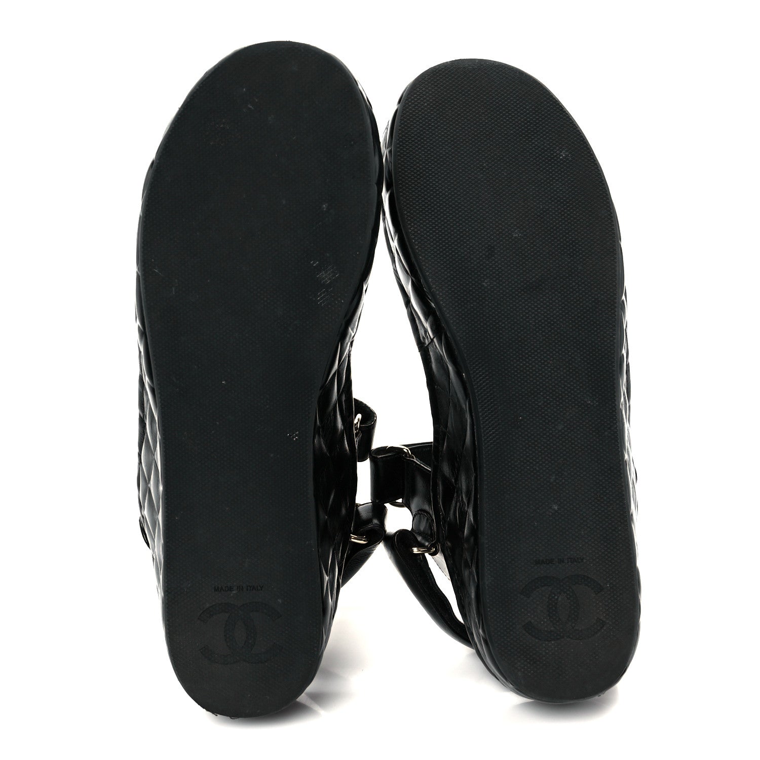 Shiny Calfskin Logo Platform Sandals 41 Black
