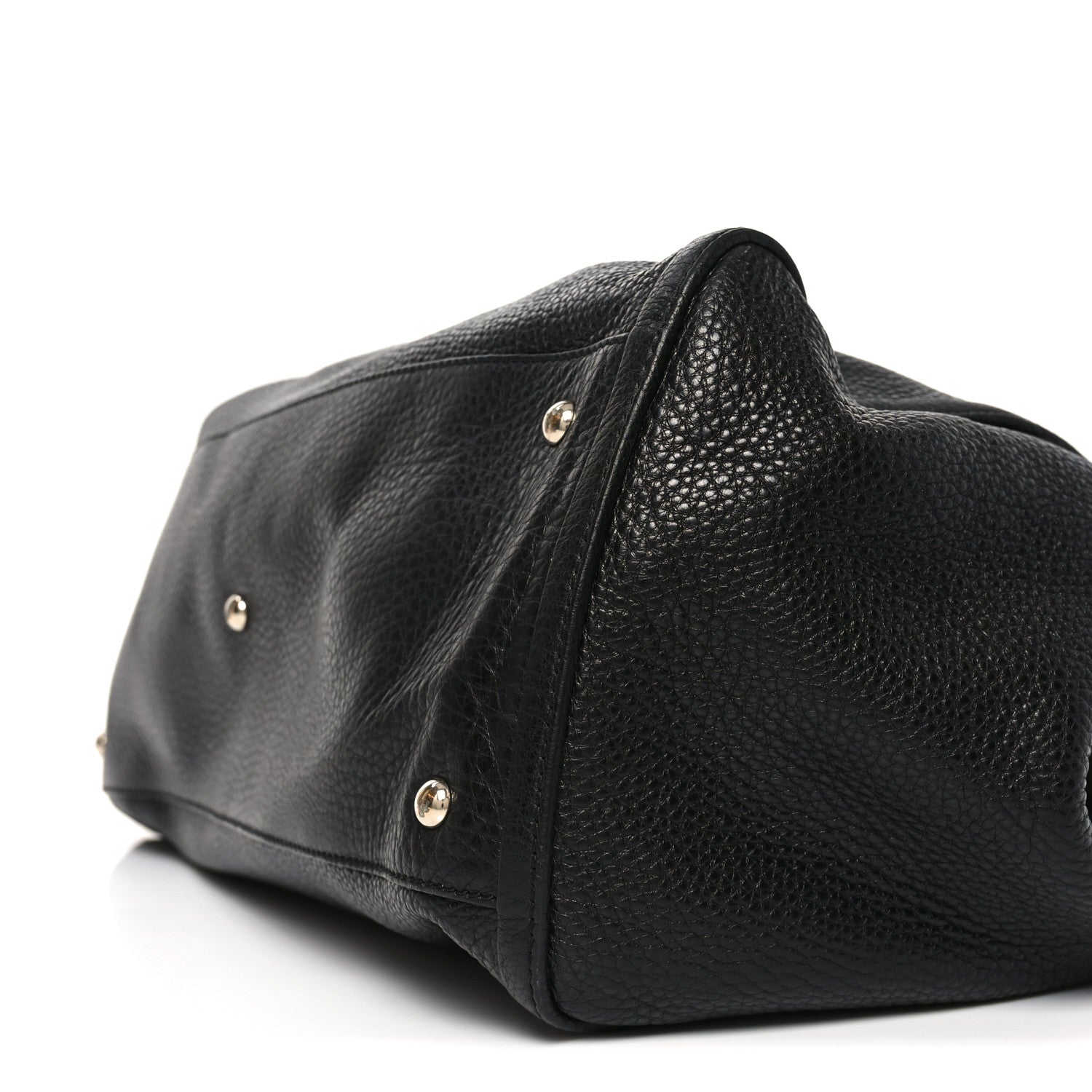 Pebbled Calfskin Large Soho Shoulder Bag Black