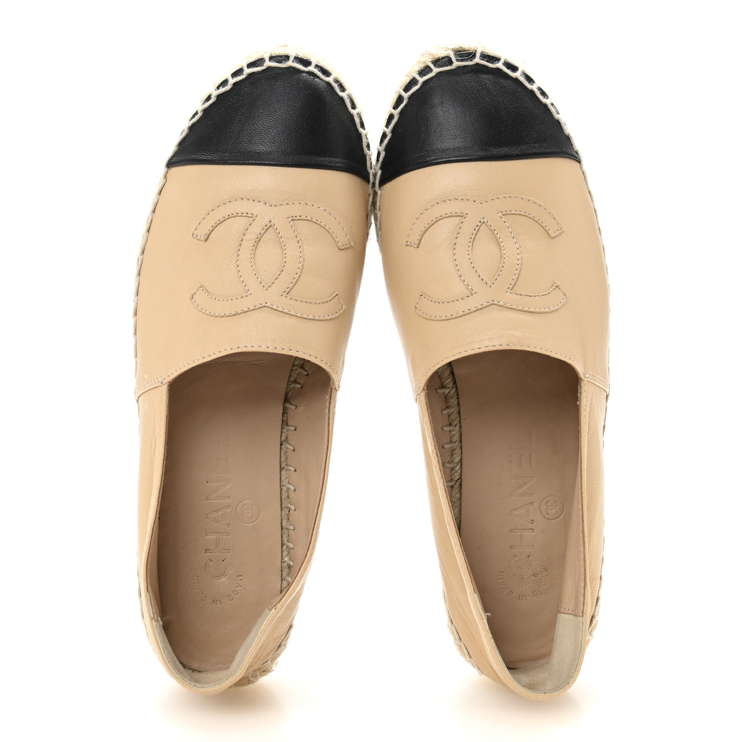 Lambskin CC Espadrilles 37 Beige Black