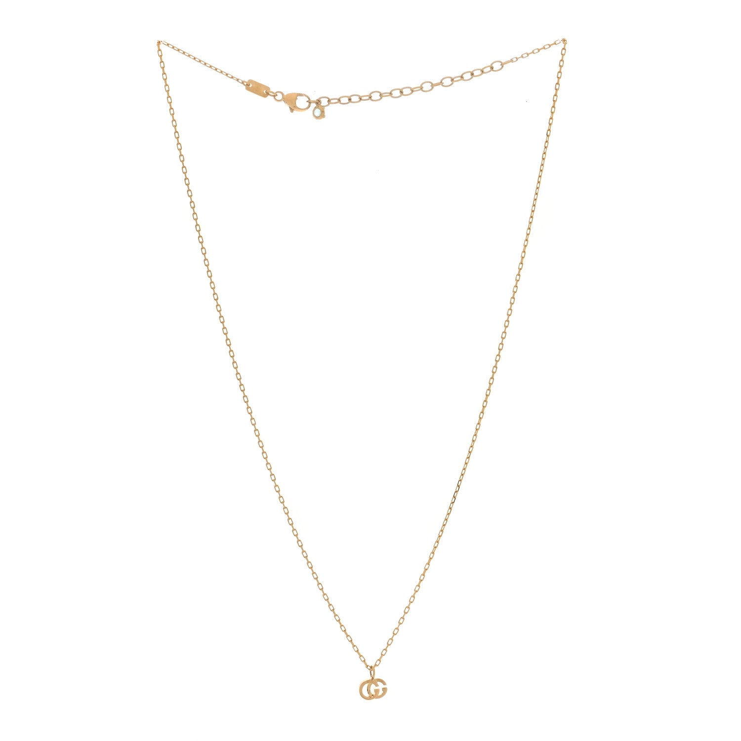 18K Yellow Gold Blue Topaz Running G Pendant Necklace