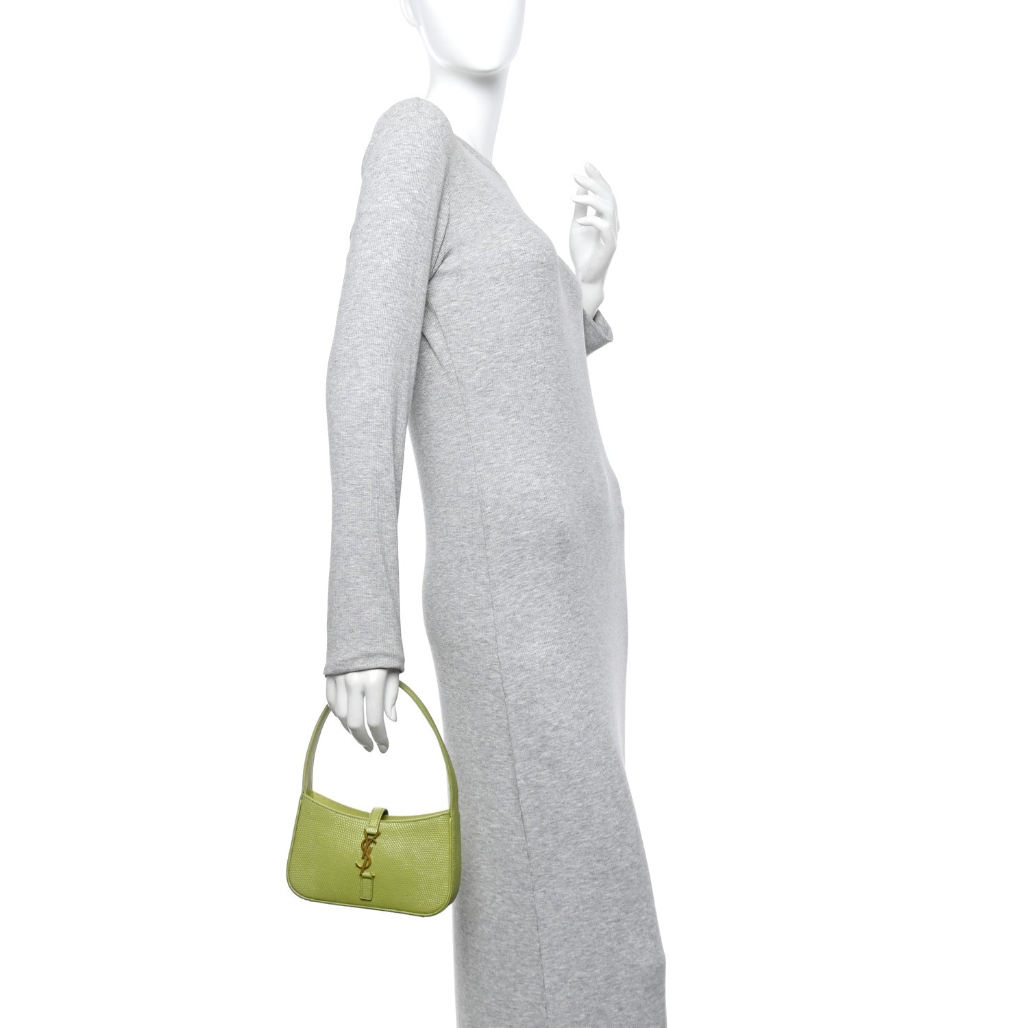 Calfskin Lizard Embossed Le 5 A 7 Mini Hobo Dull Lime