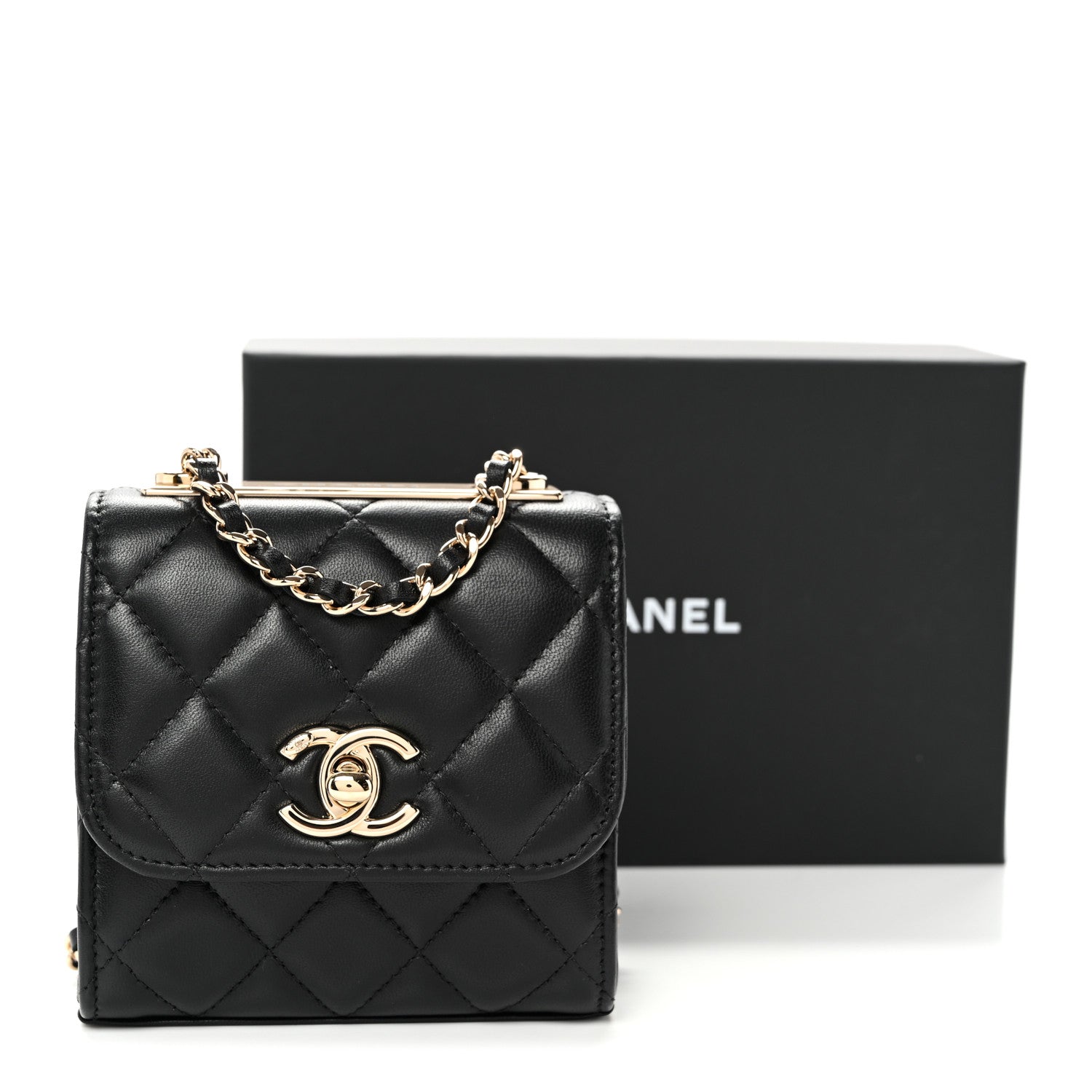 Lambskin Quilted Mini Trendy CC Clutch With Chain Red