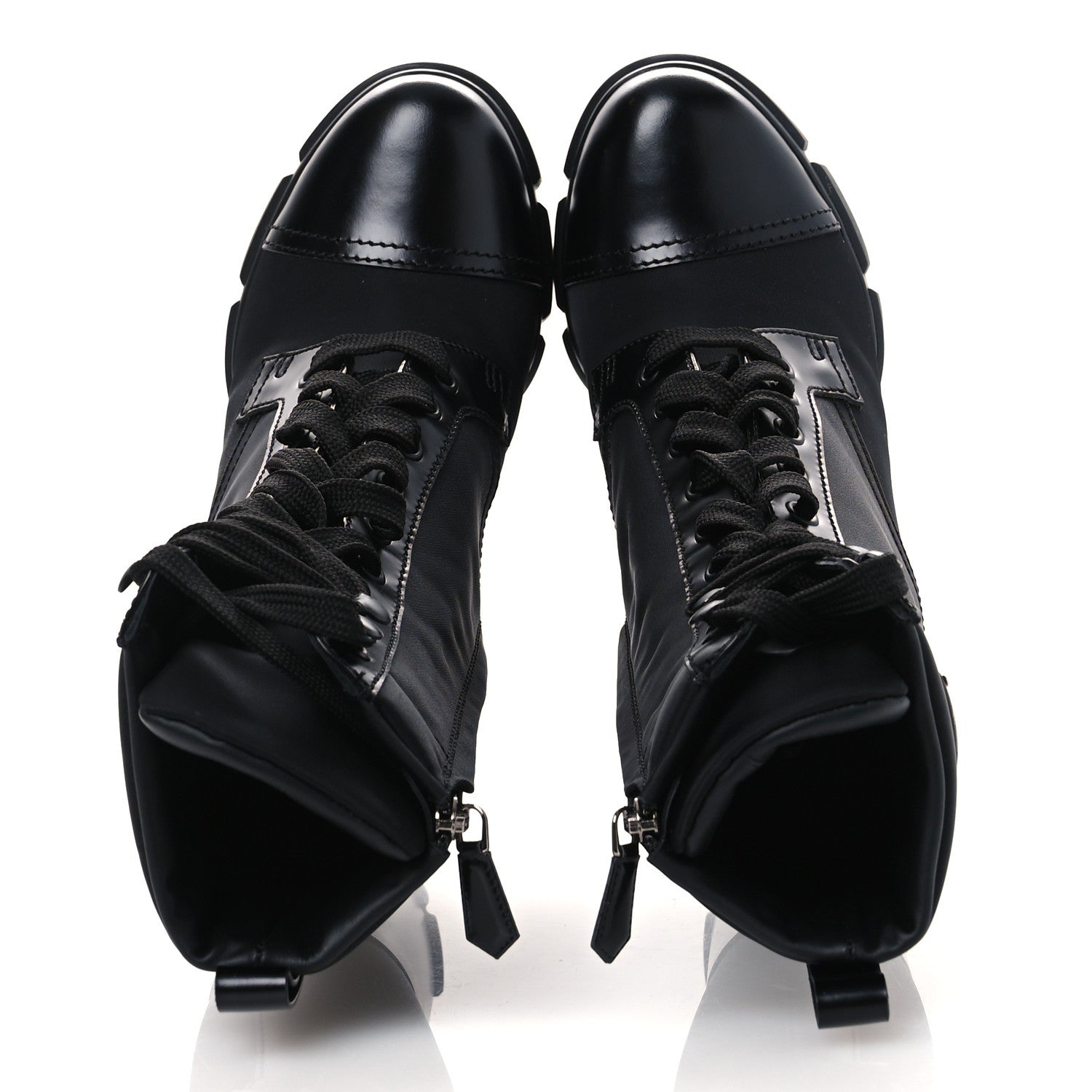 Spazzolato Re-Nylon Metal Triangle Logo 110mm Ankle Boots 36.5 Black