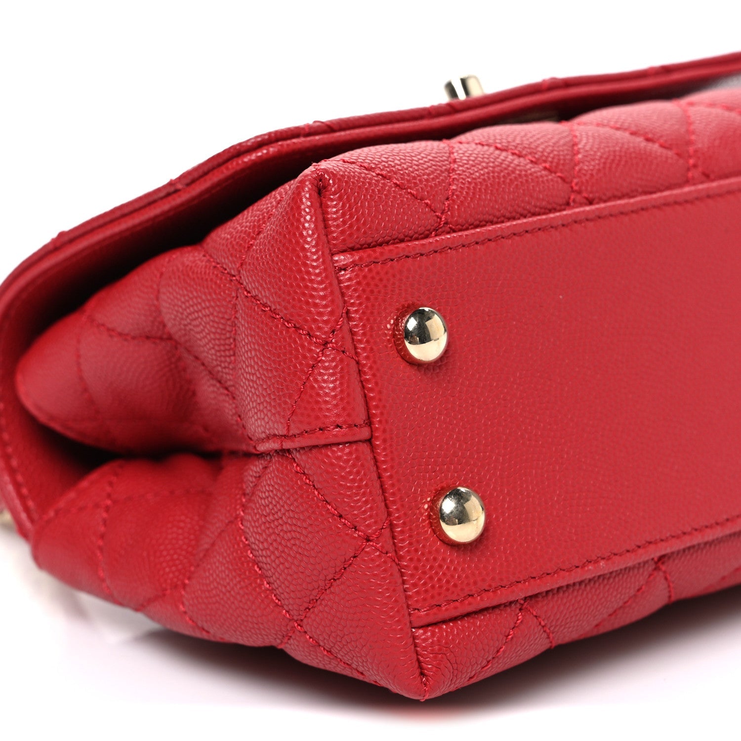Caviar Quilted Extra Mini Coco Handle Flap Red