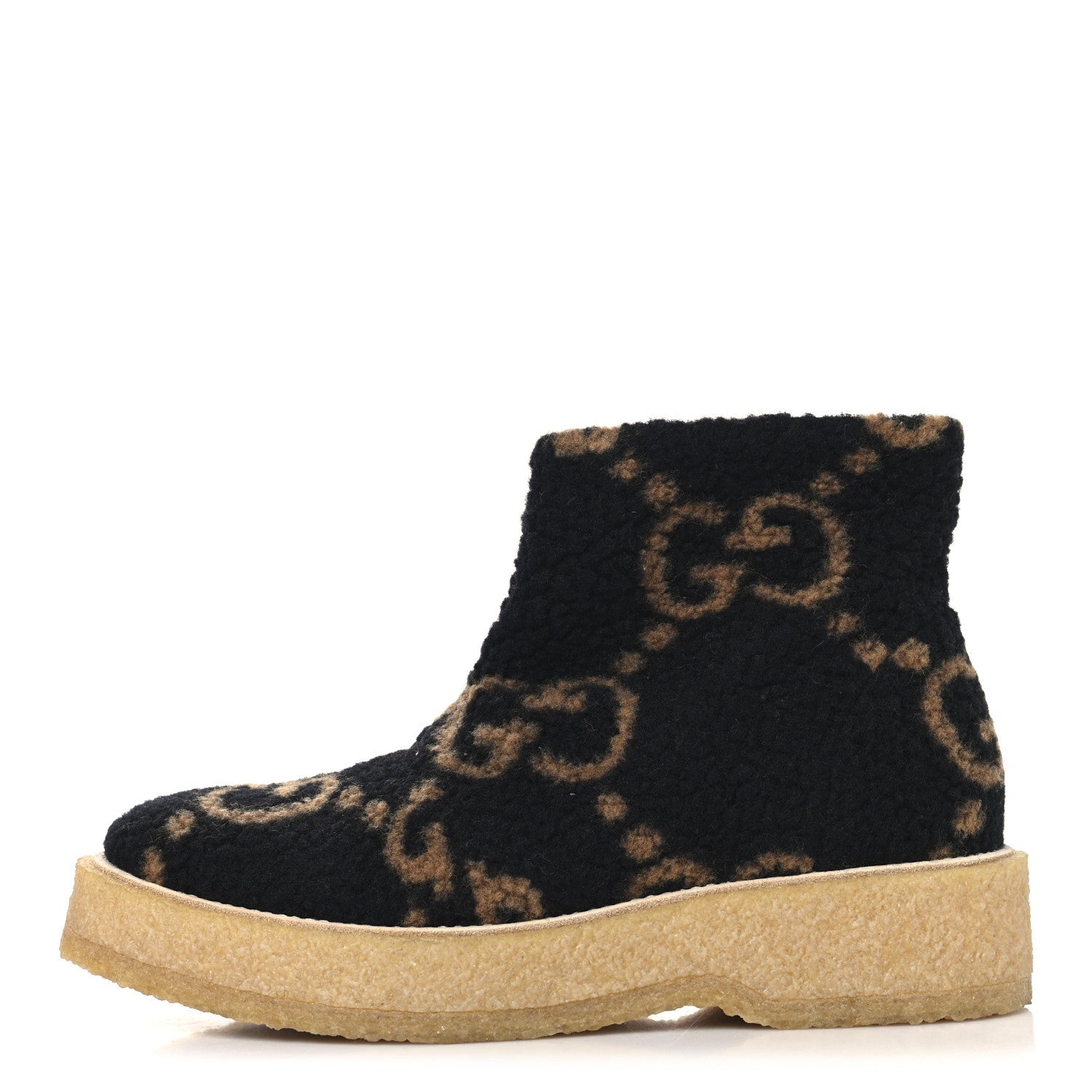 Faux Shearling Hooper GG Womens Ankle Boots 39 Black Natural Tan
