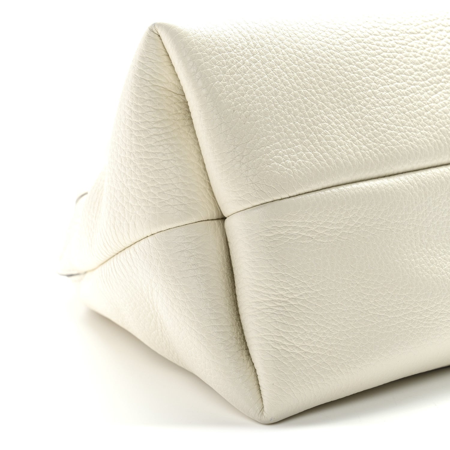 Grained Calfskin Softbit Medium Shoulder Bag White