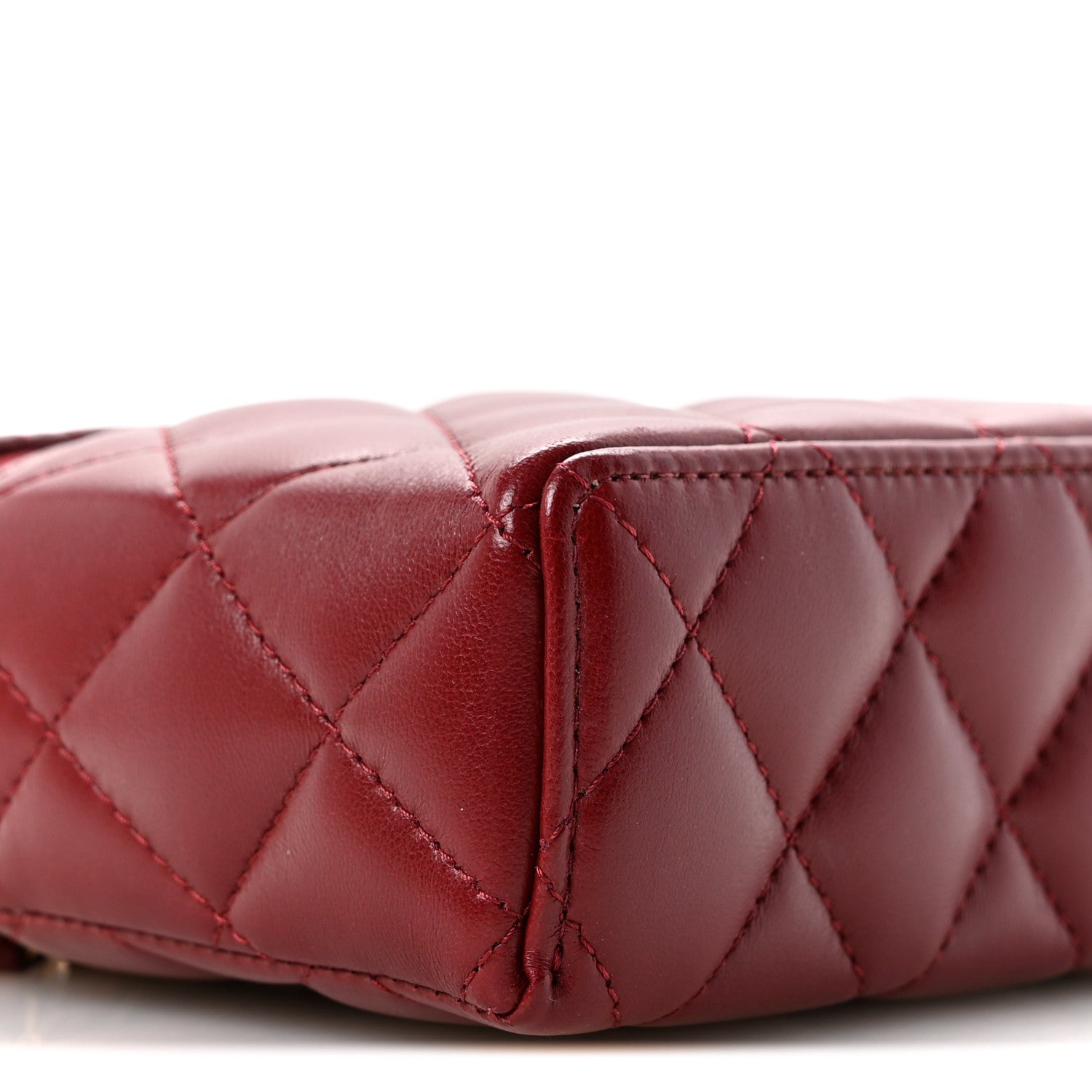 Lambskin Quilted Top Handle Slim Vanity With Chain Burgundy