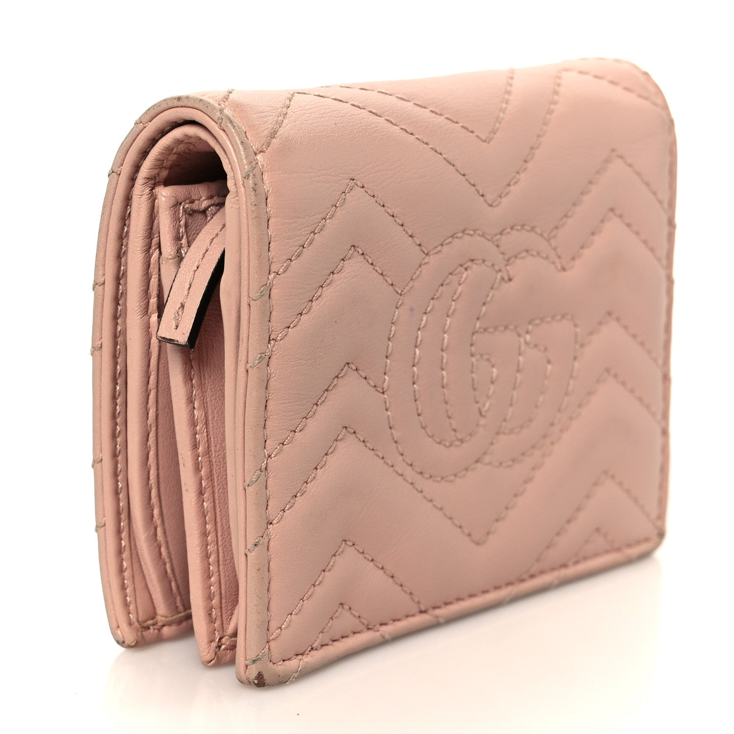 Calfskin Matelasse GG Marmont Card Case Wallet Perfect Pink