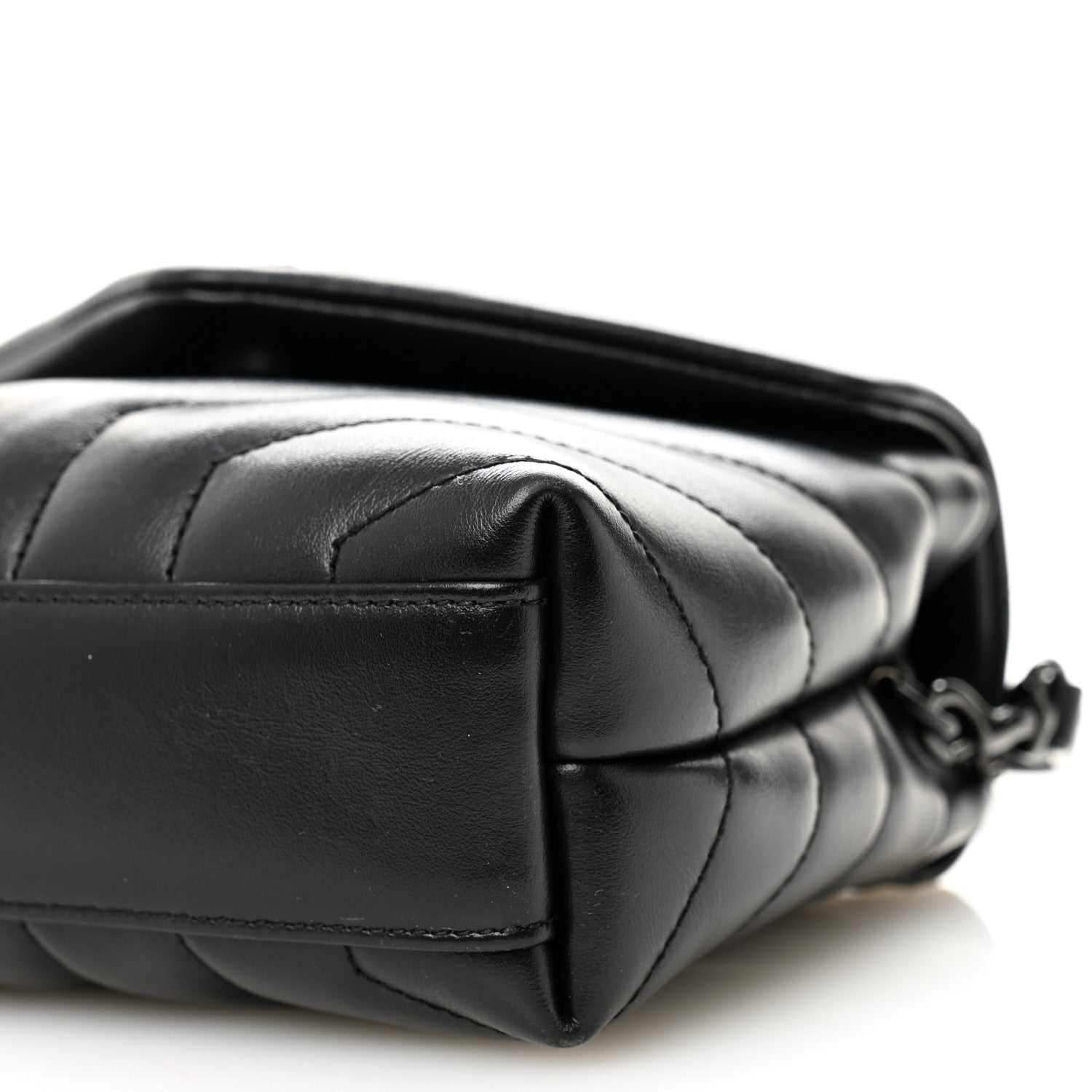 Calfskin Y Quilted Monogram Monochrome Toy Loulou Crossbody Bag Black