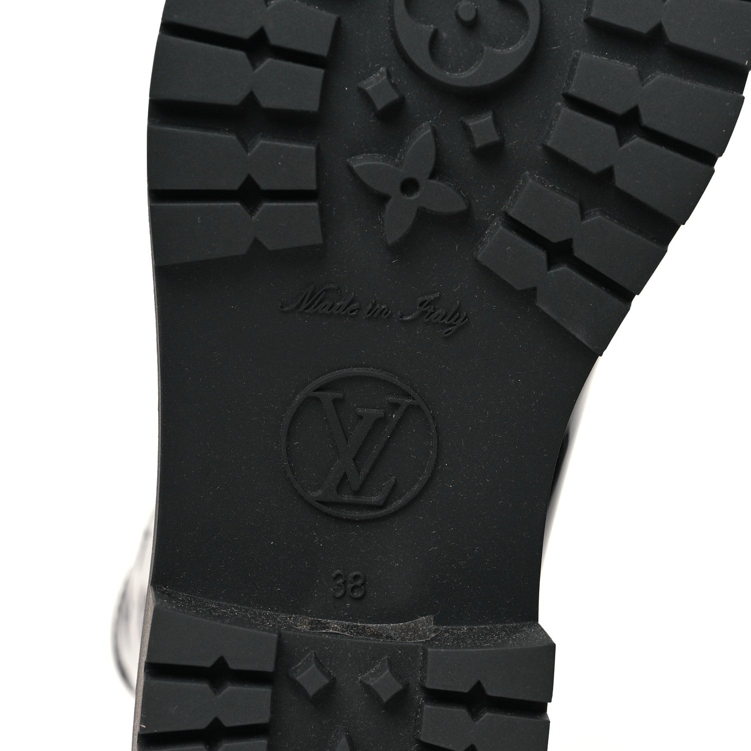 Rubber Embossed Monogram Splash Rain Short Boots 38 Black