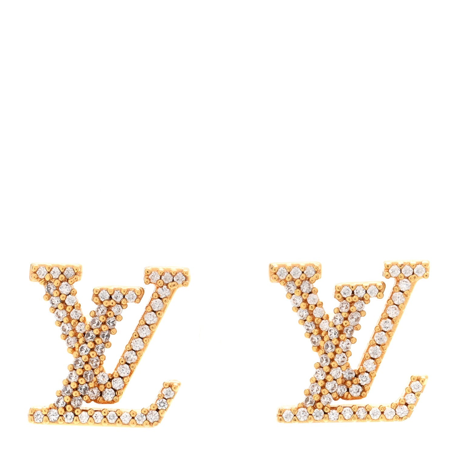 Metal Crystal LV Iconic Earrings Gold