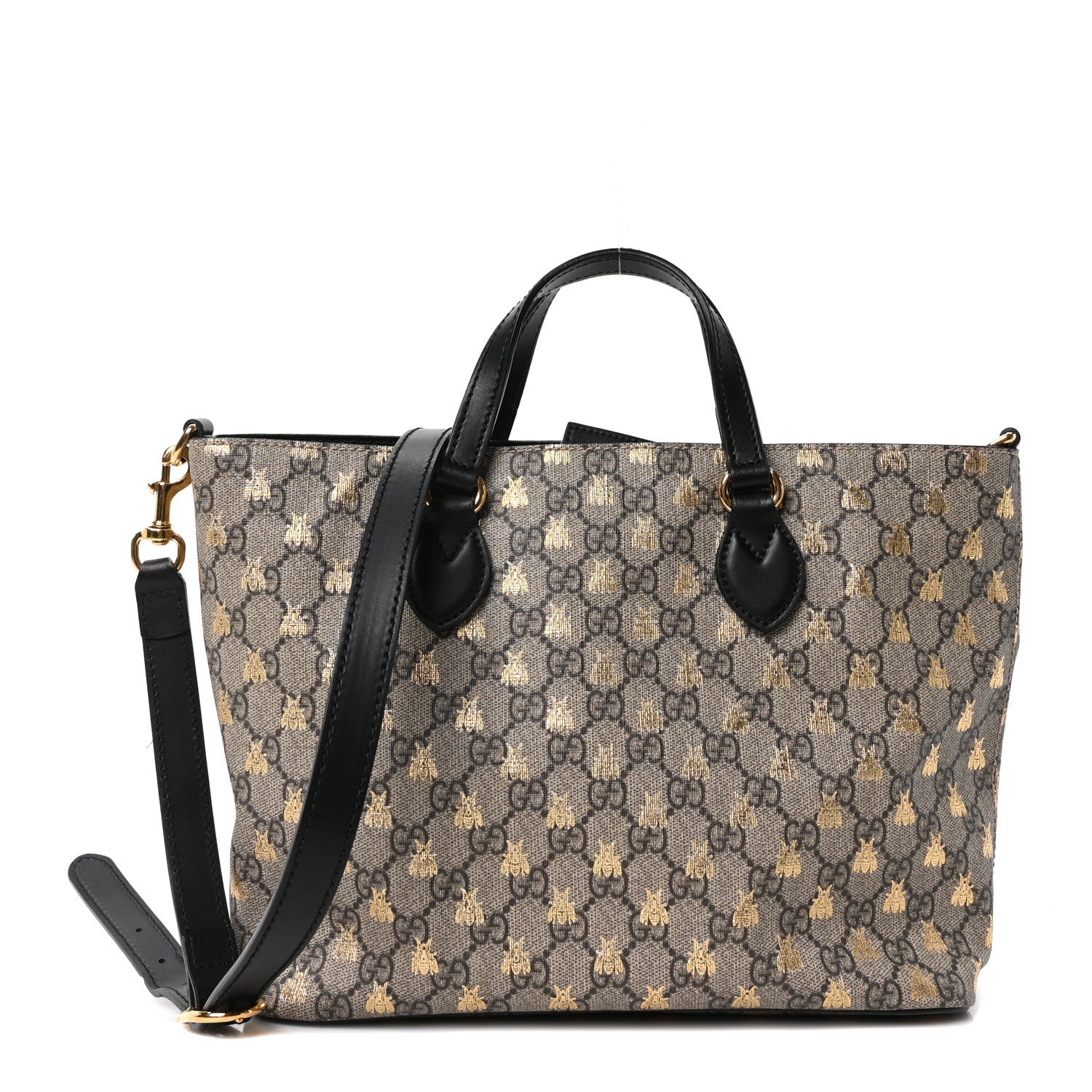 Soft GG Supreme Monogram Bees Small Crossbody Tote Beige Oro Black