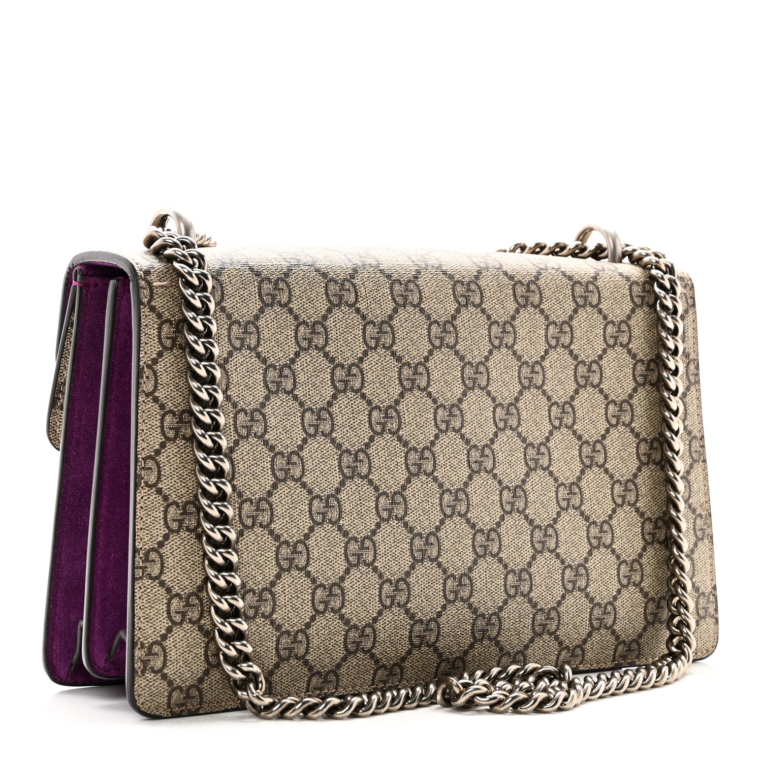 GG Supreme Monogram Embroidered Small Dionysus Shoulder Bag Purple