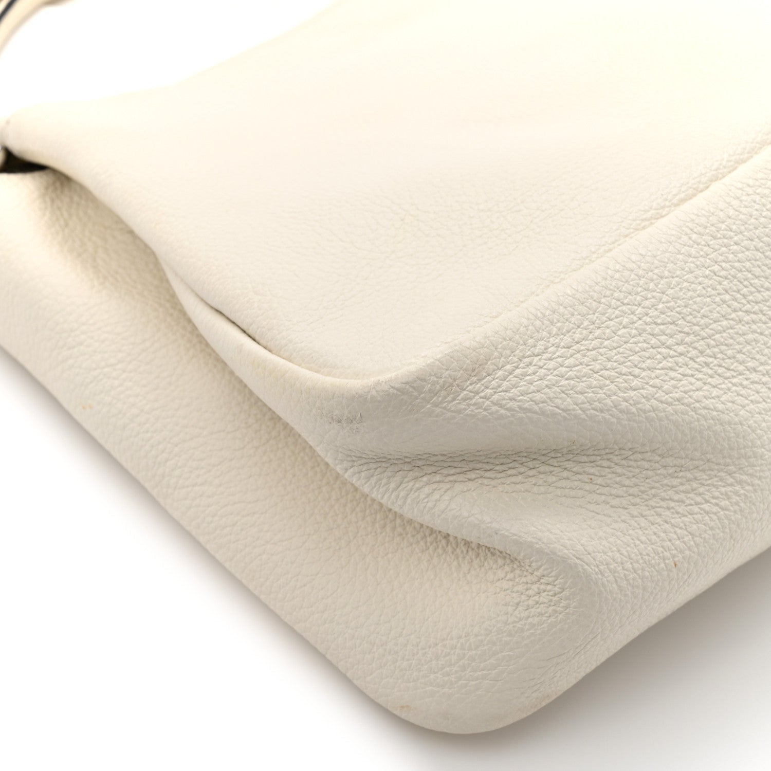 Vitello Daino Soft Medium Zippered Top Handle Bag White