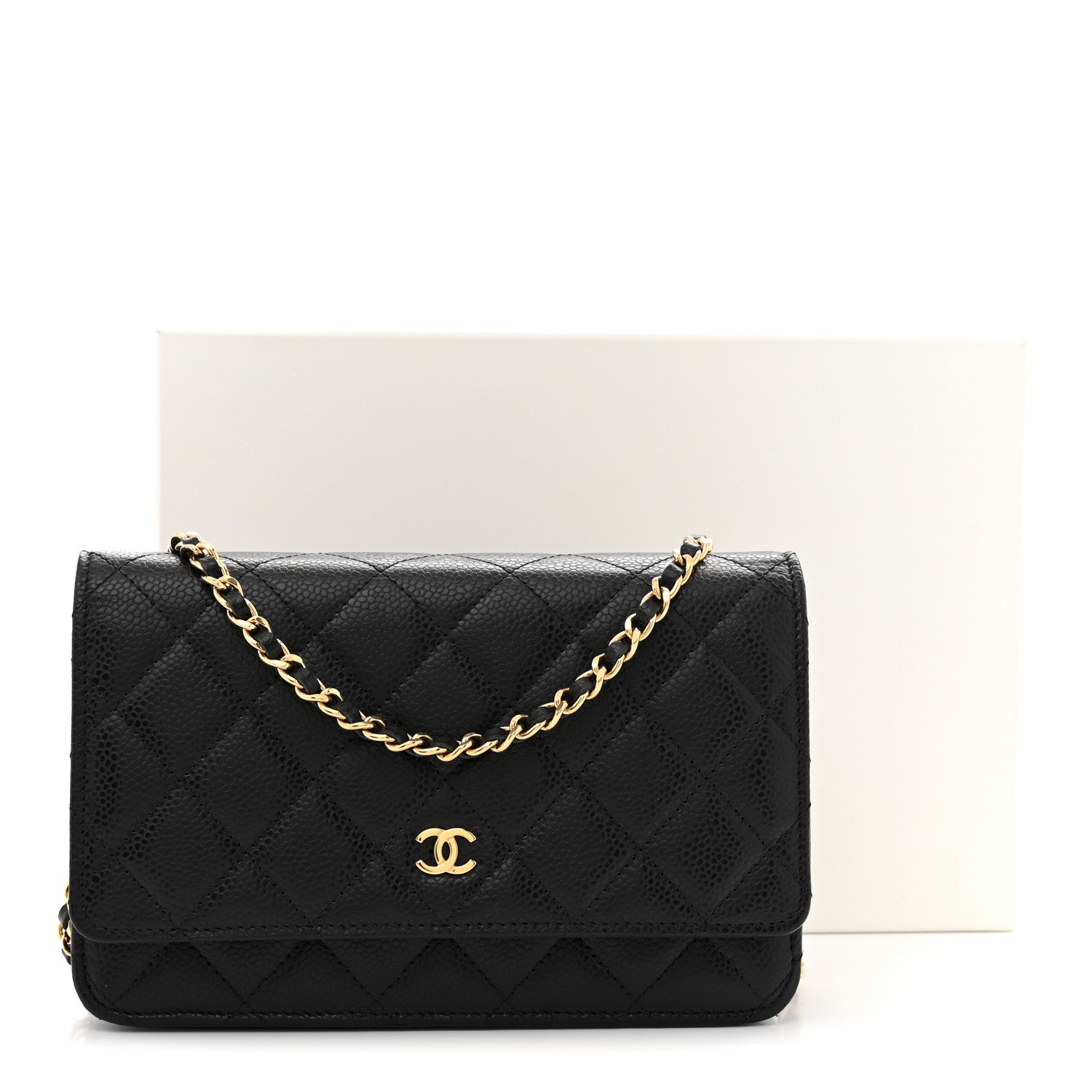Caviar Quilted Wallet on Chain WOC Black