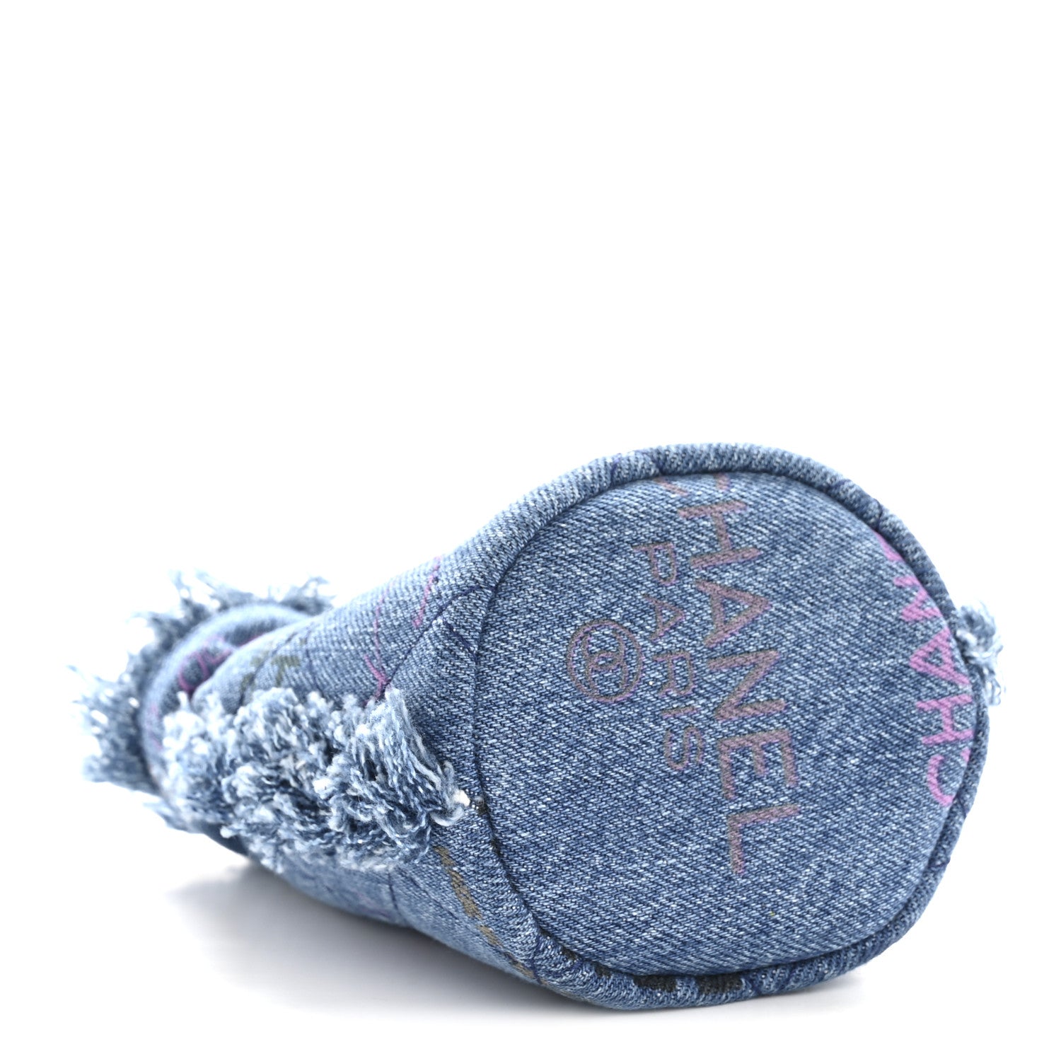 Denim Quilted Mood Mini Bucket With Chain Blue Multicolor