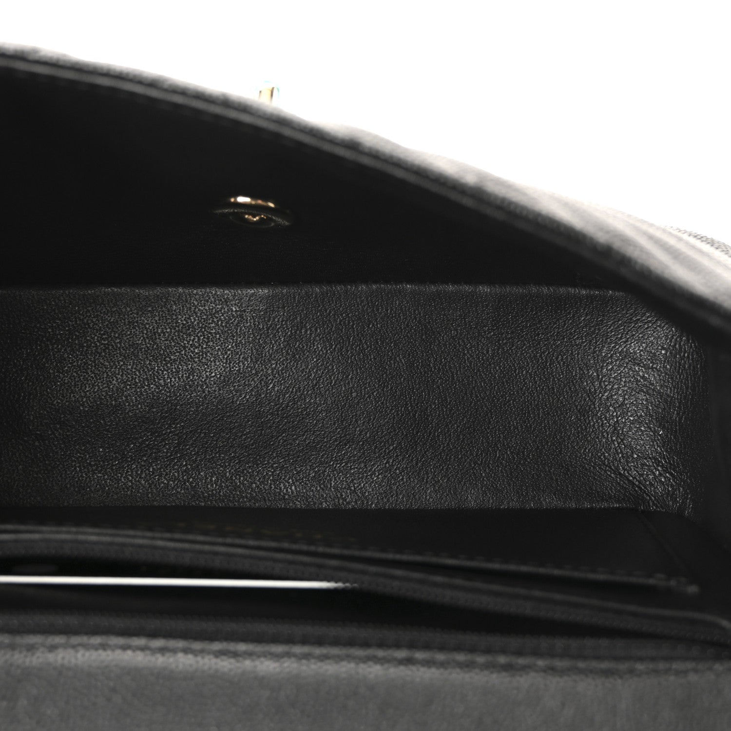 Caviar Chevron Quilted Mini Rectangular Flap Black