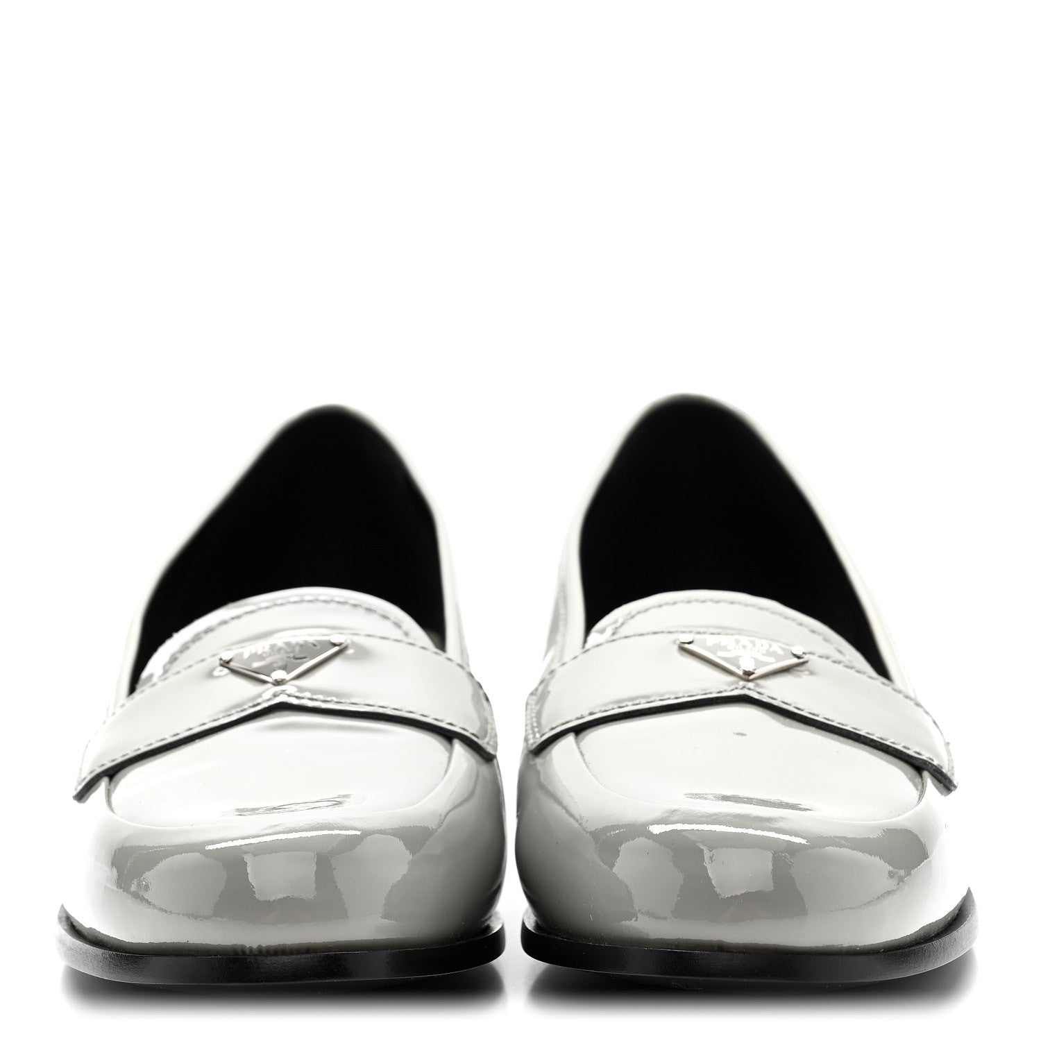 Vernice Metal Triangle Logo 25mm Loafers 38 Granito