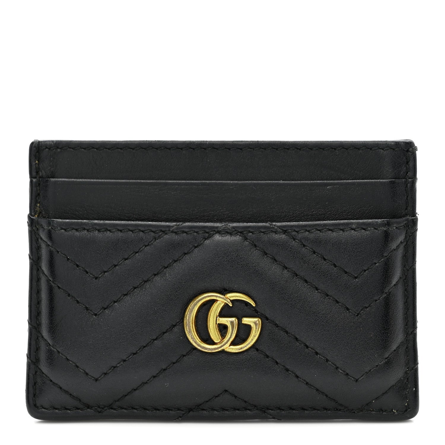 Calfskin Matelasse GG Marmont Card Holder Black