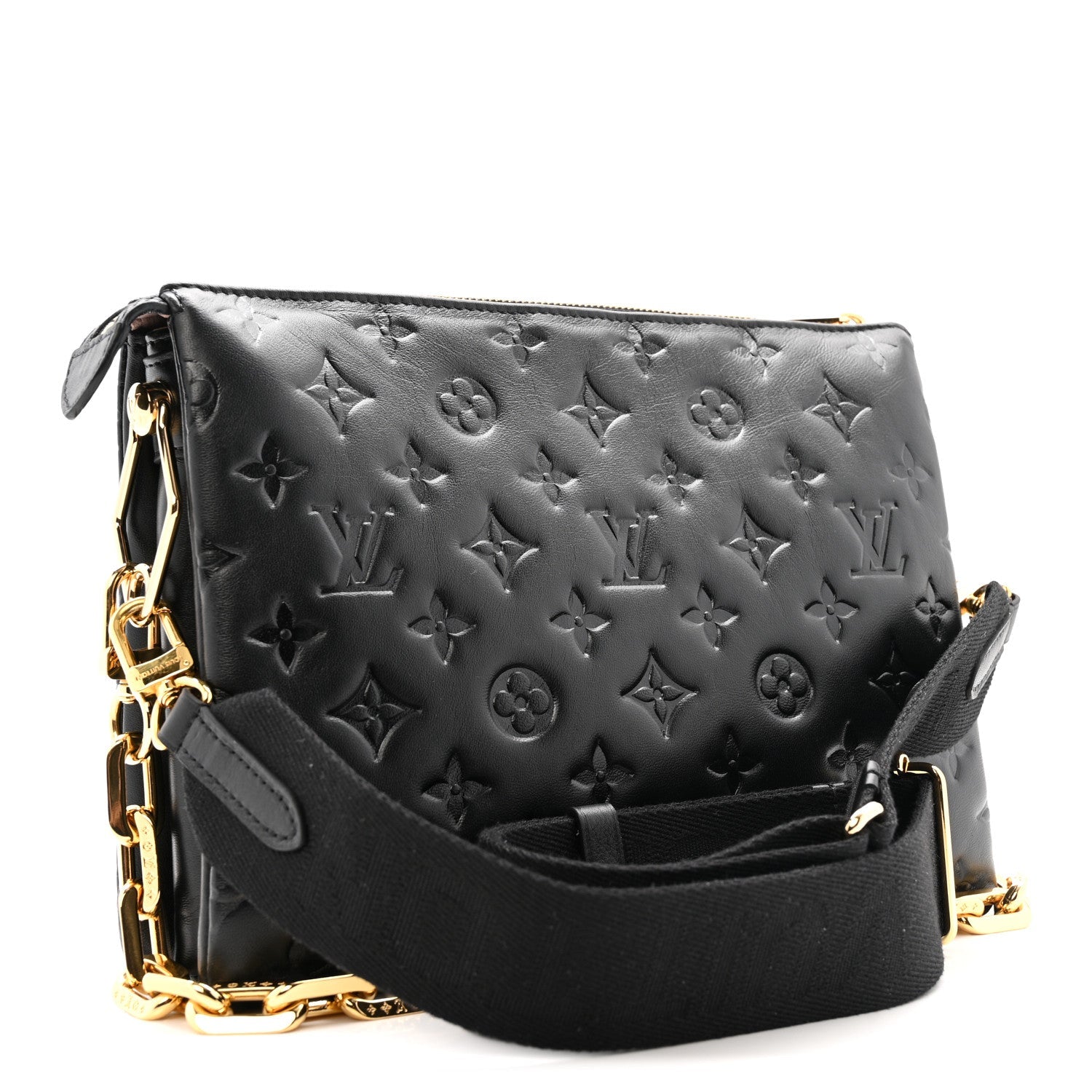 Lambskin Embossed Monogram Coussin PM Black
