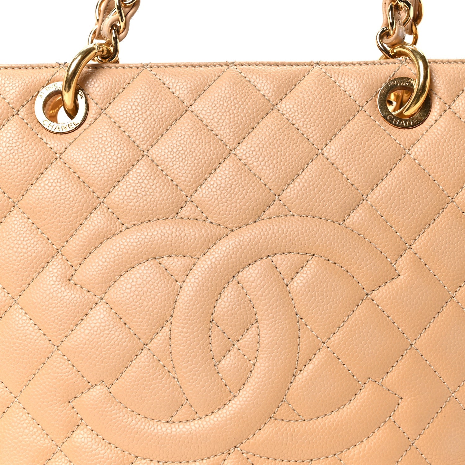 Caviar Quilted Grand Shopping Tote GST Beige