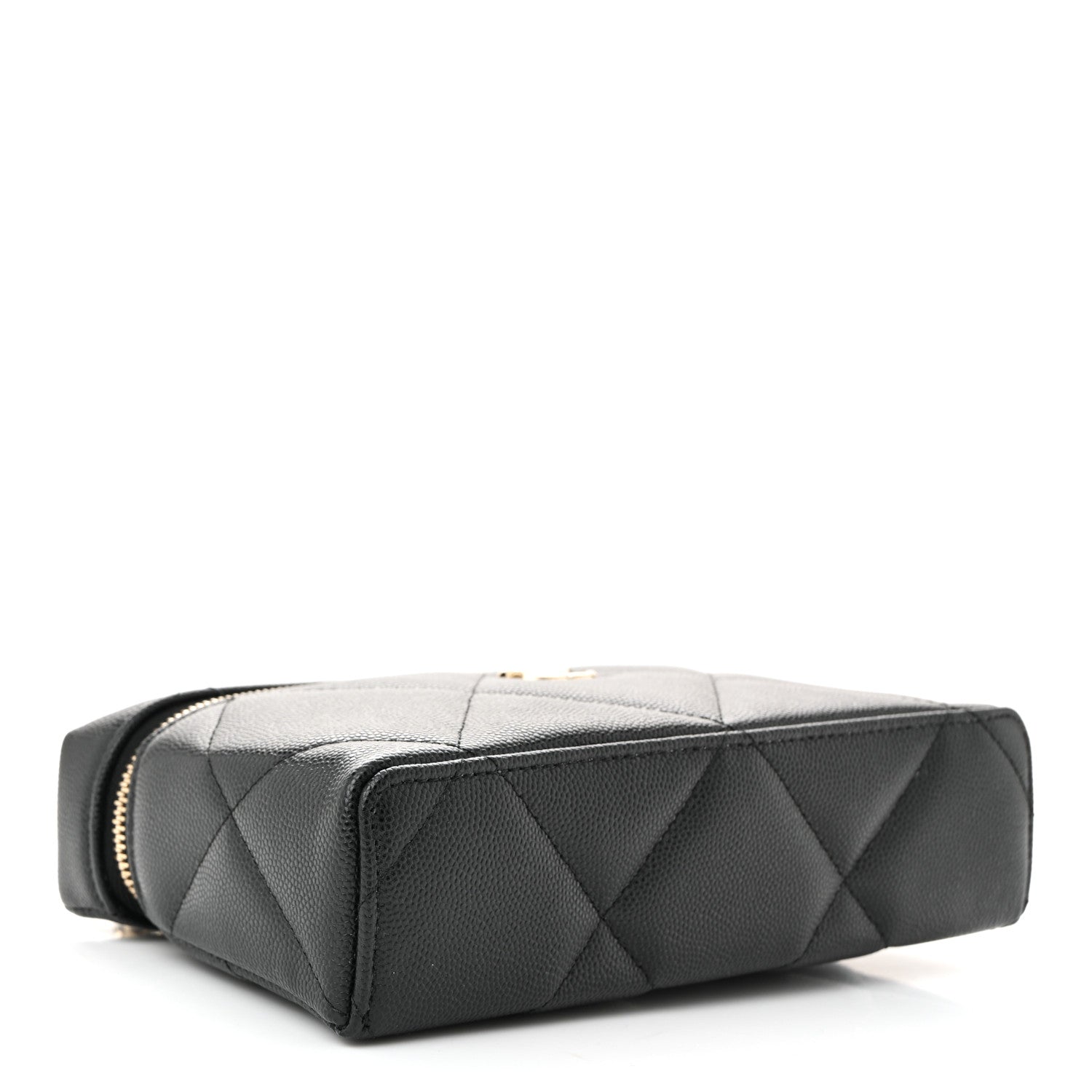 Caviar Quilted Top Handle Slim Vanity With Chain Black