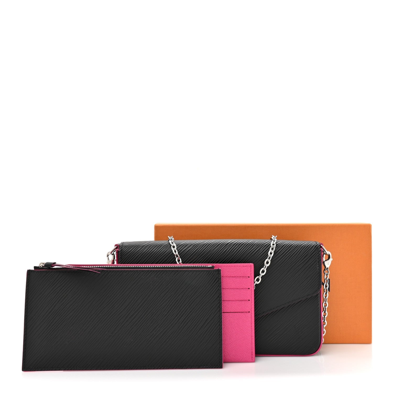 Epi Pochette Felicie Black Hot Pink