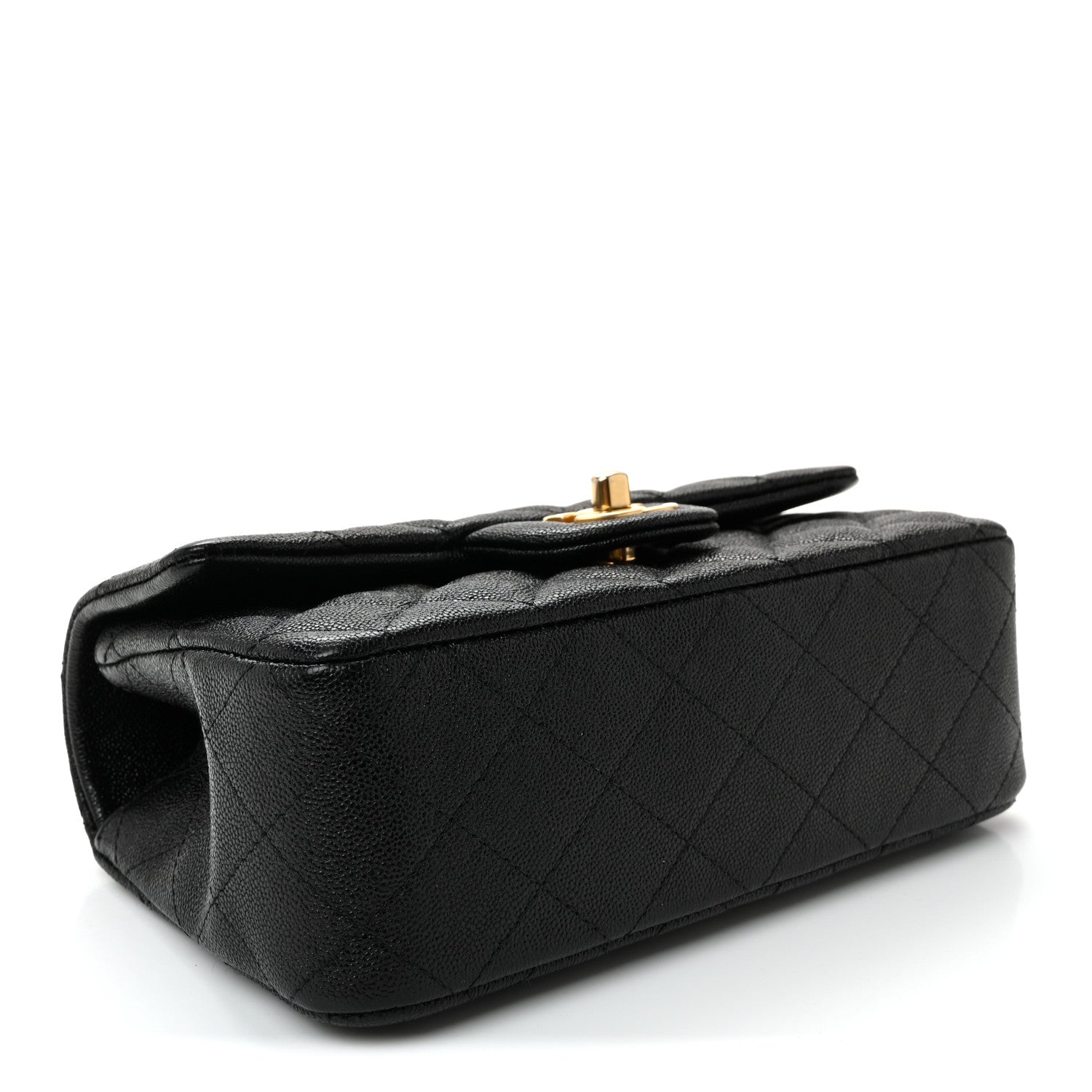 Caviar Quilted Mini Top Handle Rectangular Flap Black