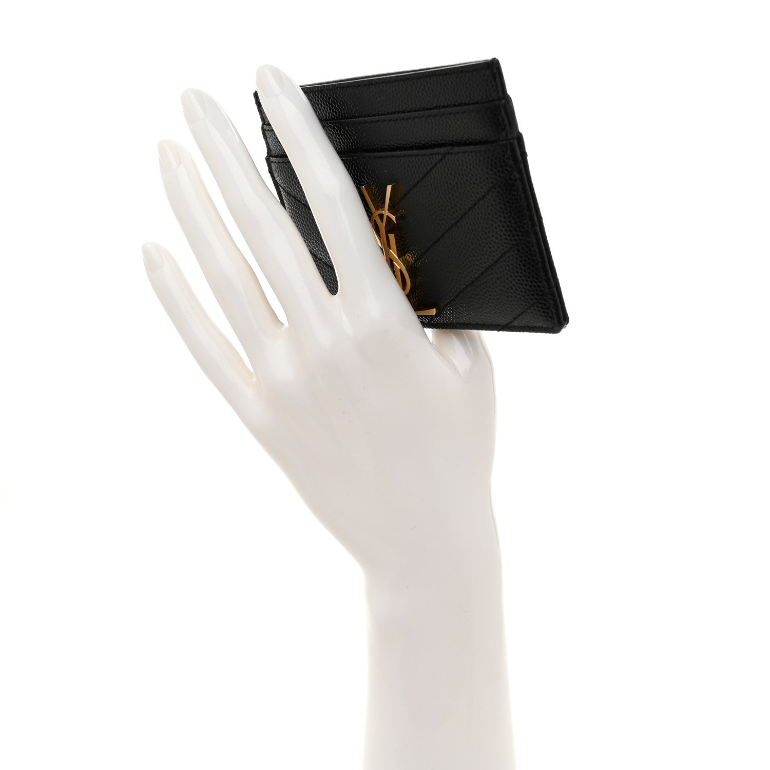 Grain De Poudre Matelasse Chevron Monogram Credit Card Case Black