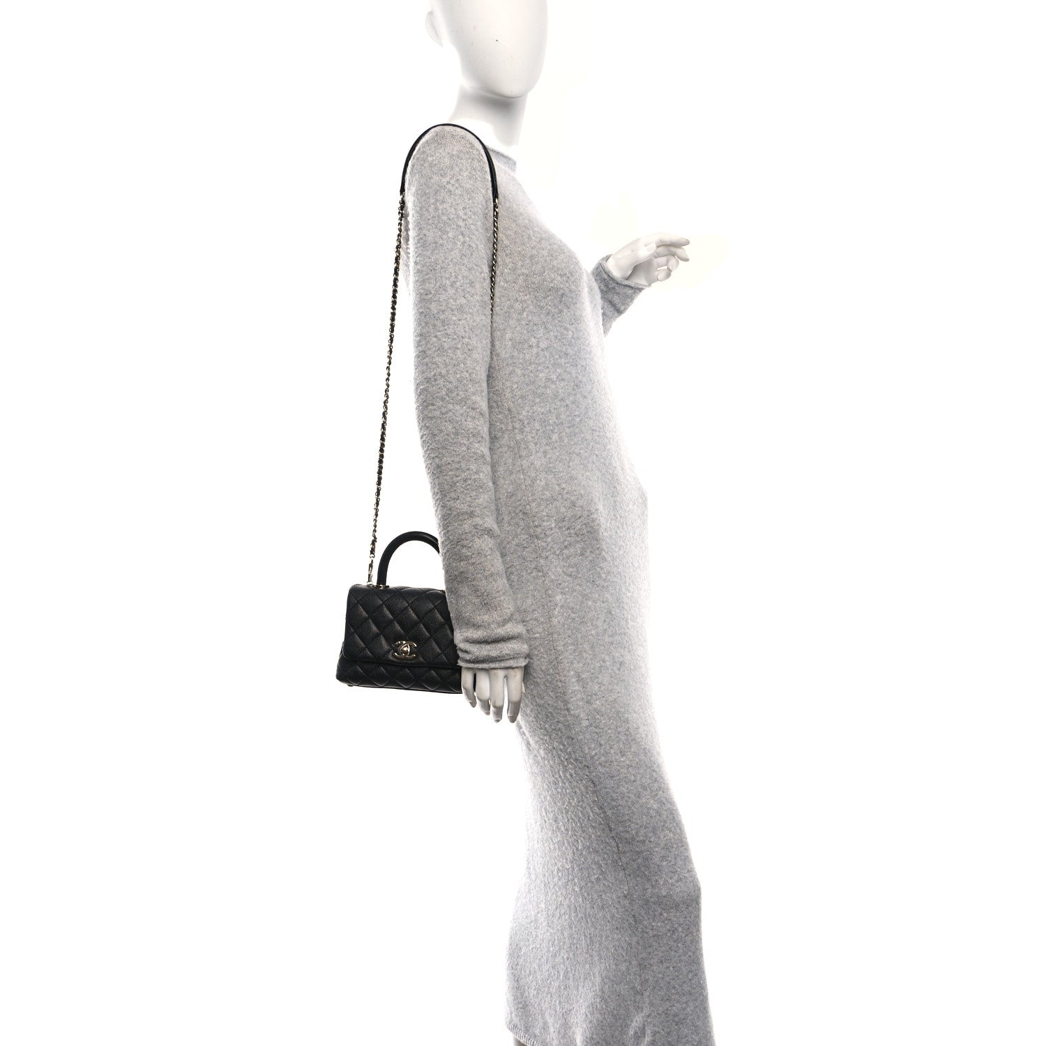 Caviar Quilted Extra Mini Coco Handle Flap Black