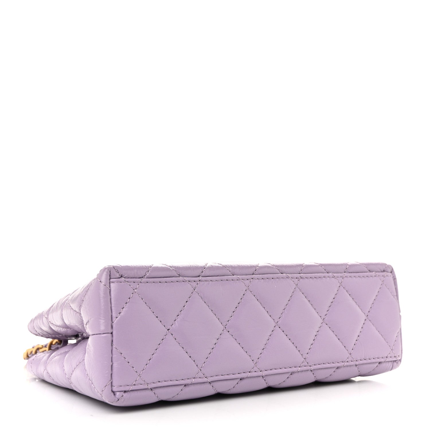 Shiny Aged Calfskin Quilted Nano Kelly Shopper Lilac