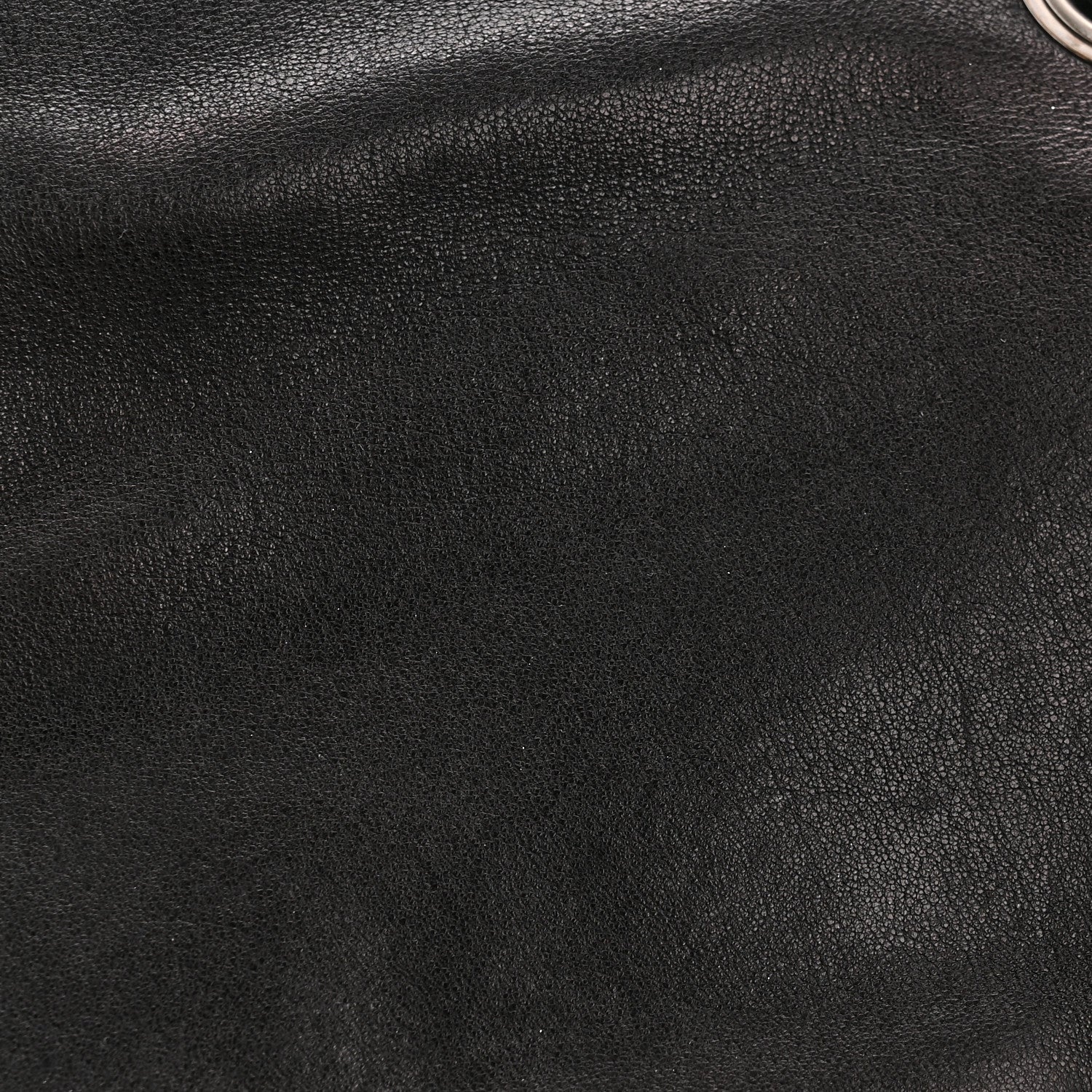 Washed Lambskin Quilted Mini Chain Around Flap Black