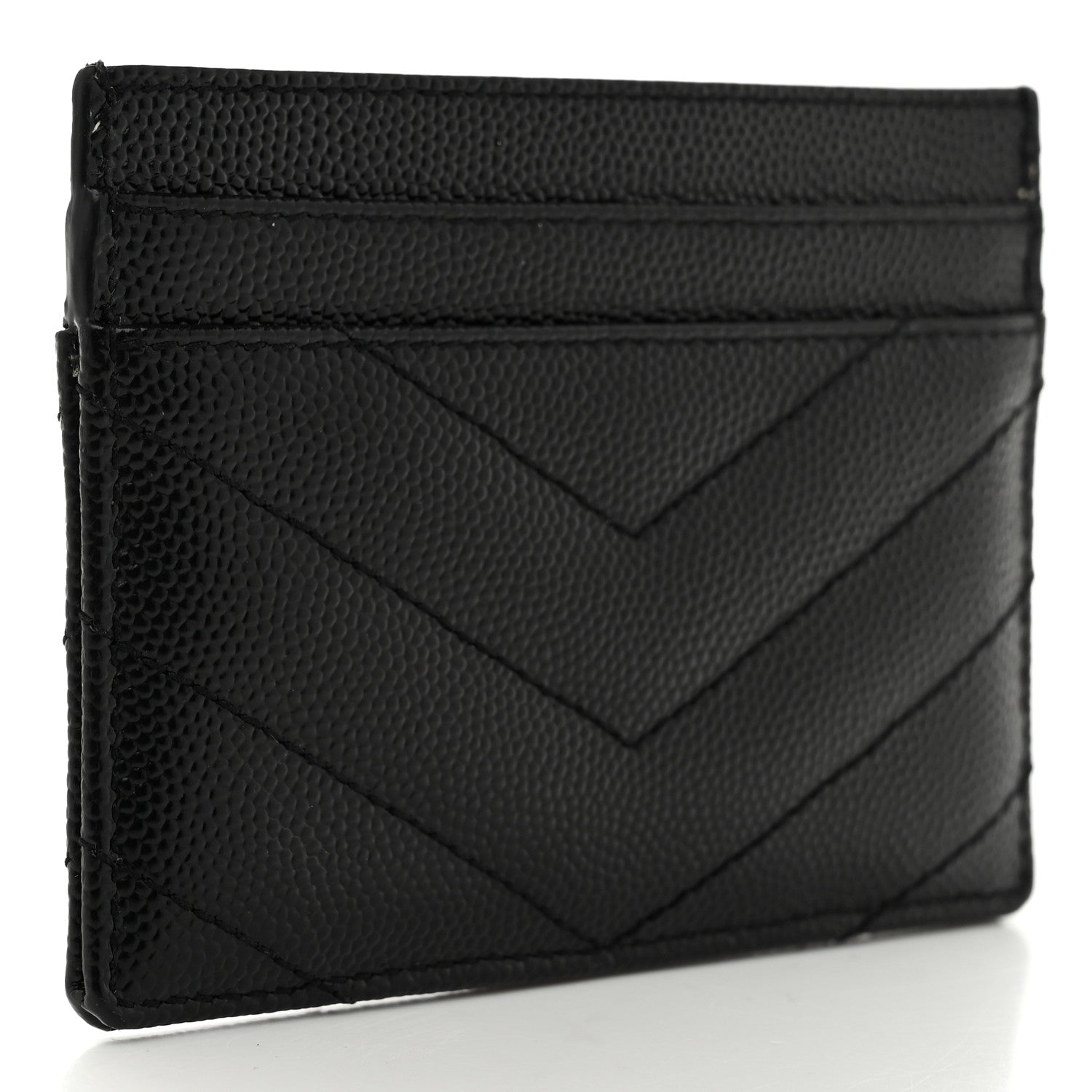 Grain De Poudre Matelasse Chevron Monogram Credit Card Case Black