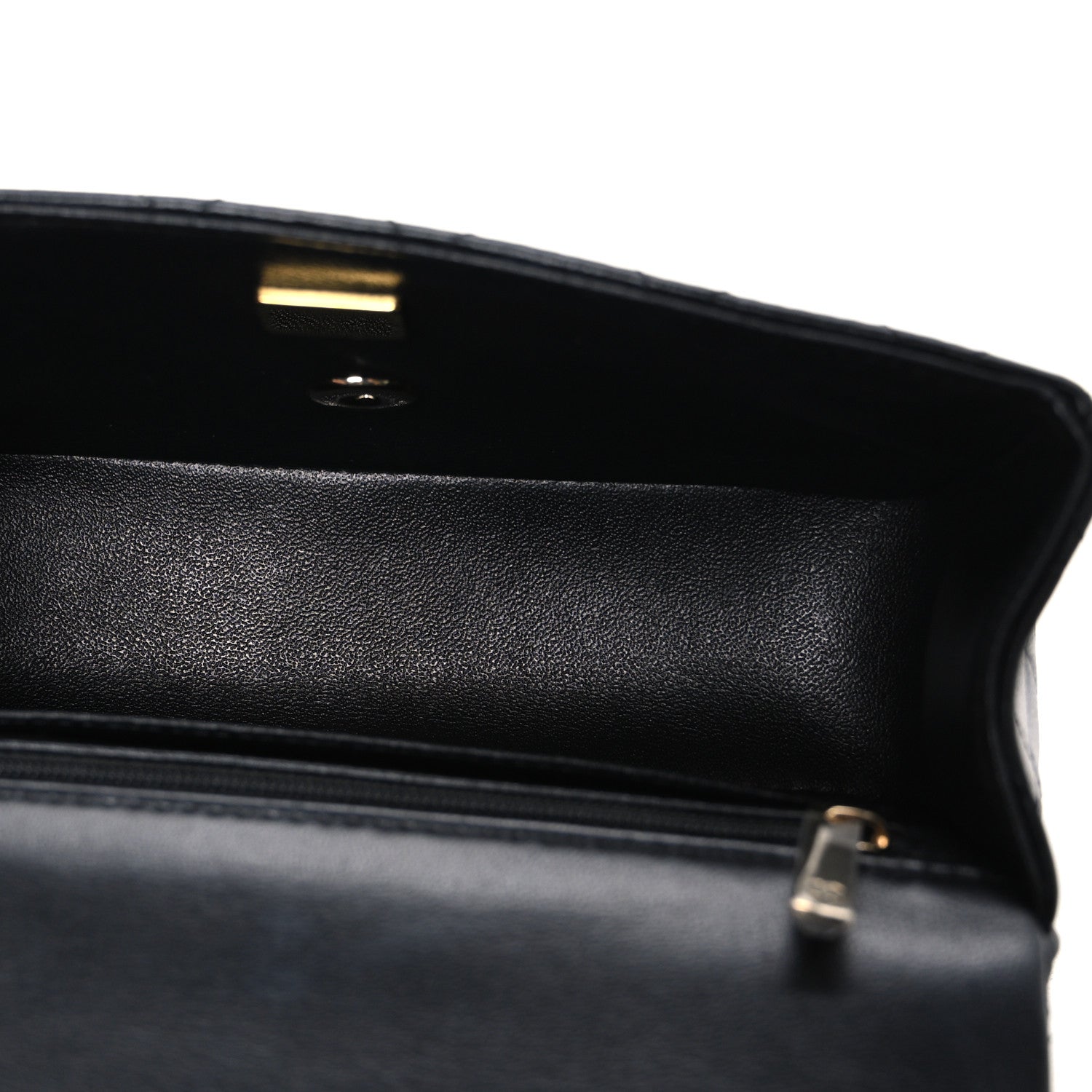 Lambskin Quilted Mini Top Handle Rectangular Flap Black