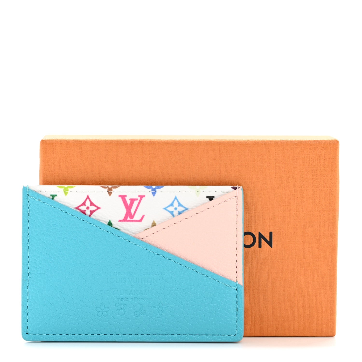 LV X TM Monogram Multicolor Criss-Cross Card Holder Kabira Blue Rose