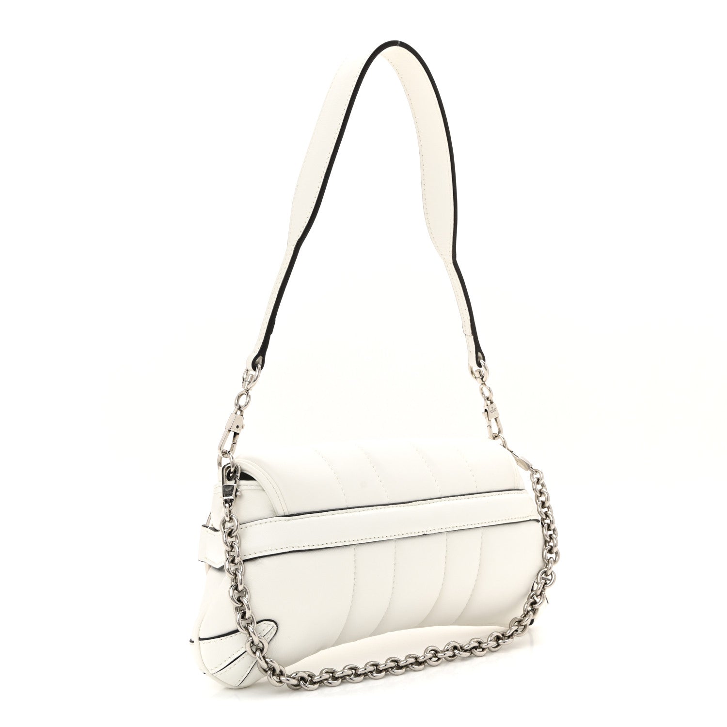 Nappa Vertical Matelasse Small Maxi Horsebit Chain Shoulder Bag Great White