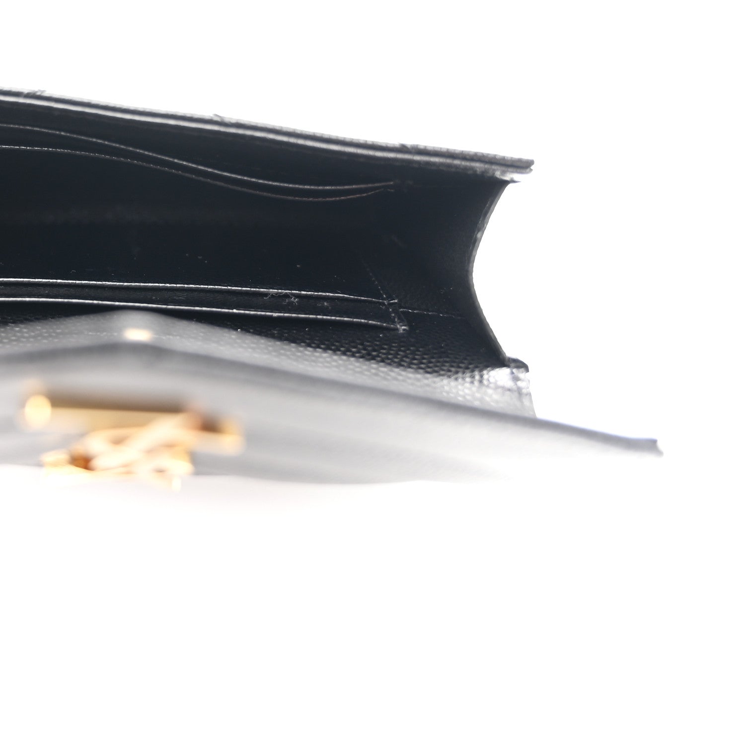 Grain De Poudre Matelasse Chevron Small Monogram Envelope Wallet Black