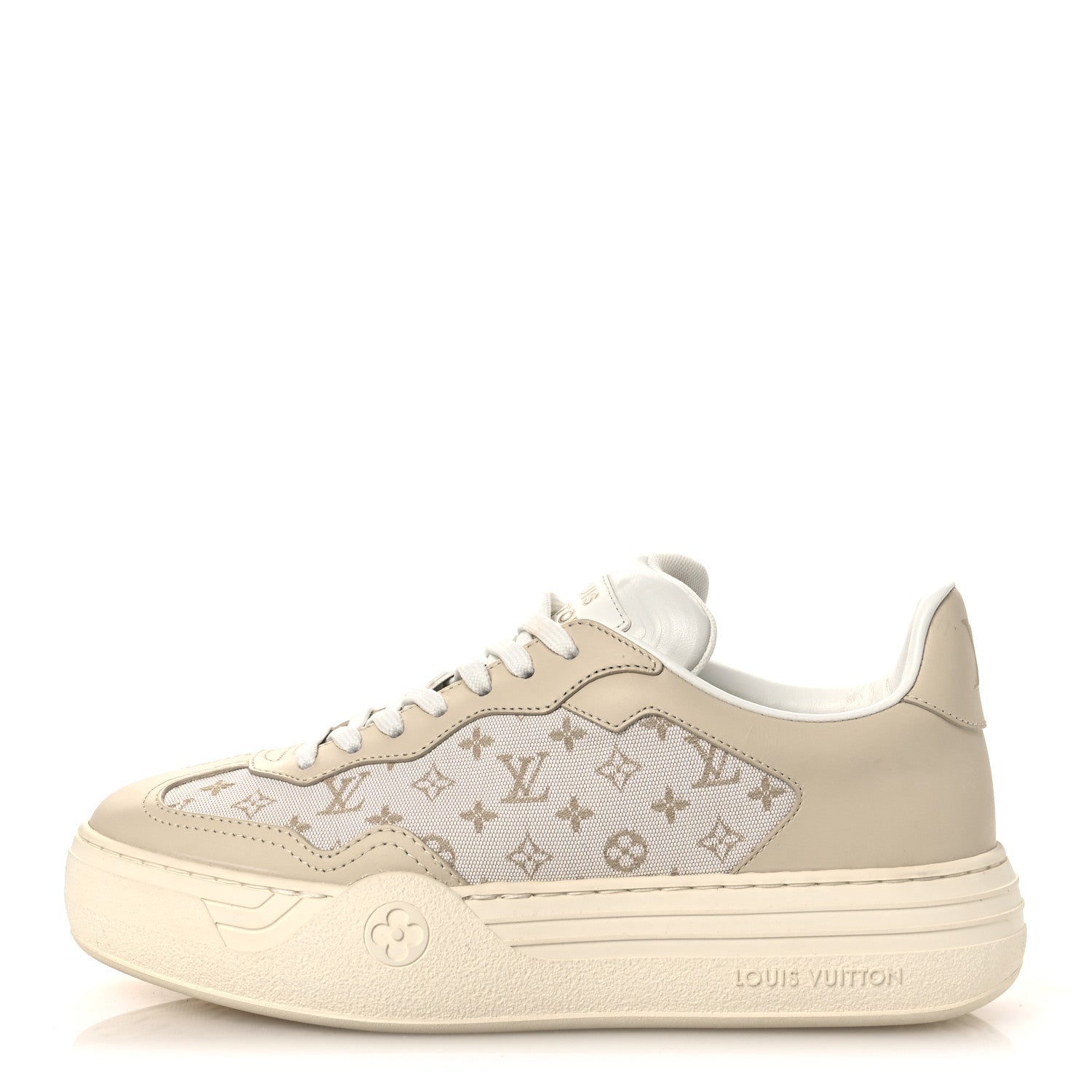 Canvas Calfskin Monogram LV Groovy Platform Sneakers 39 Beige