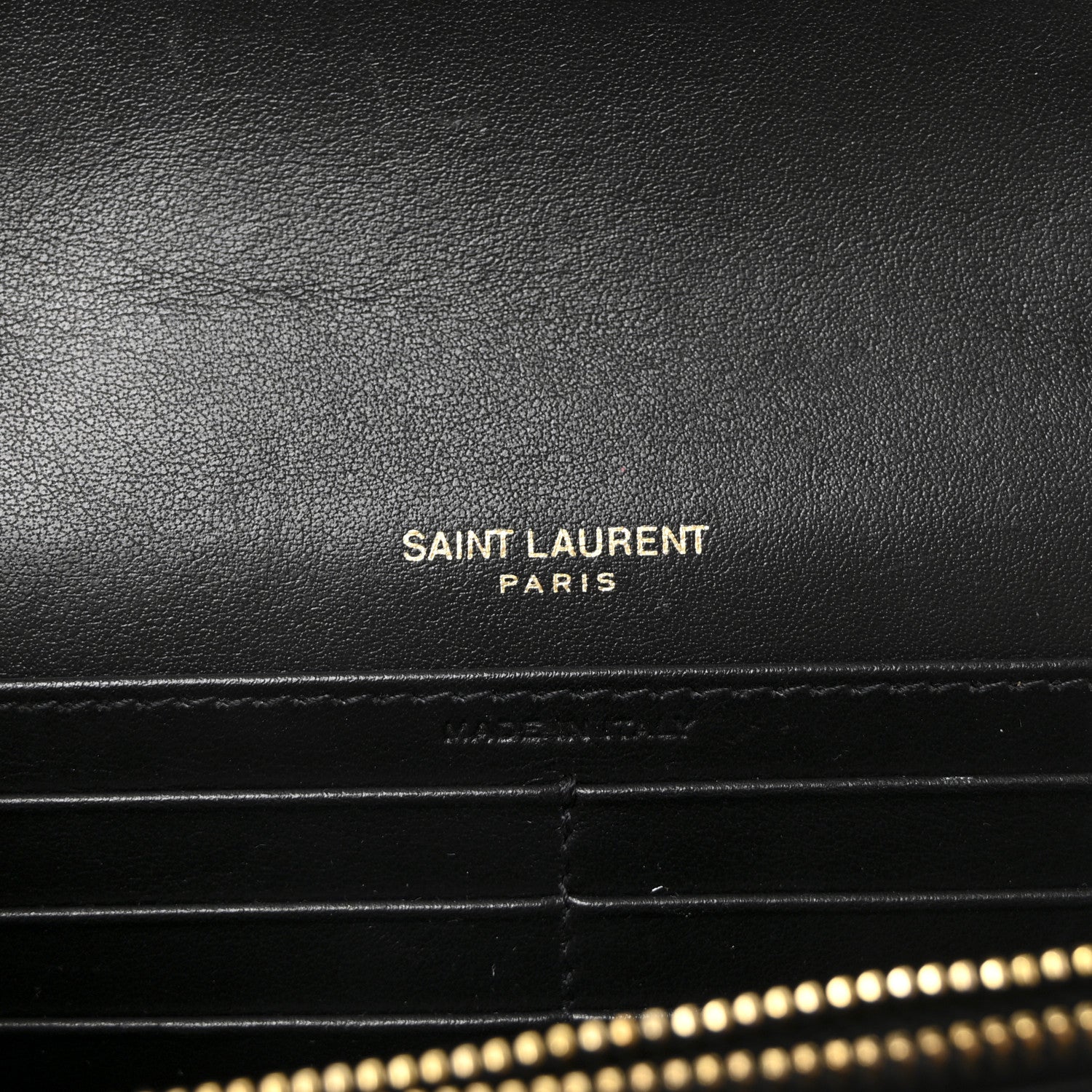 Calfskin Crocodile Embossed Monogram Chain Wallet Black