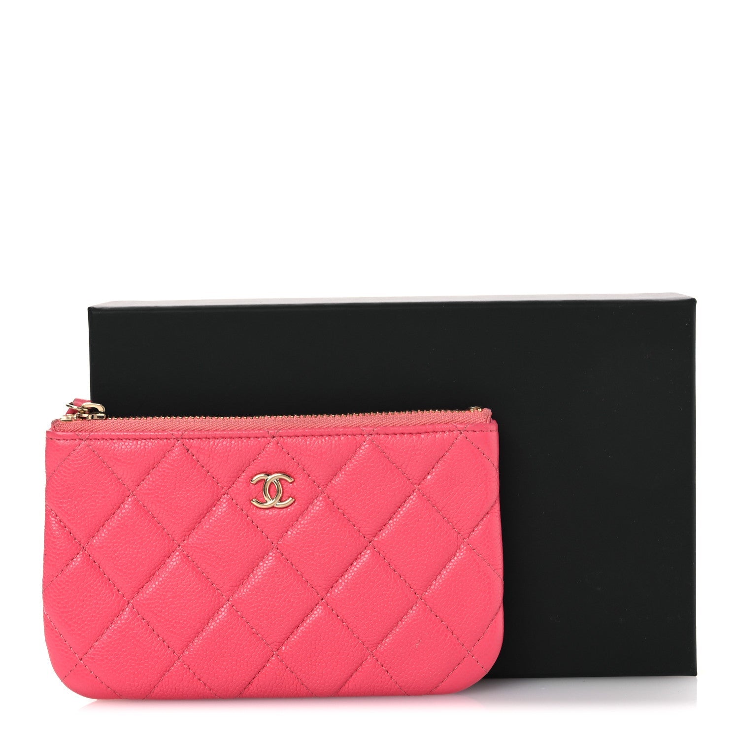 Caviar Quilted Small Cosmetic Case Pink