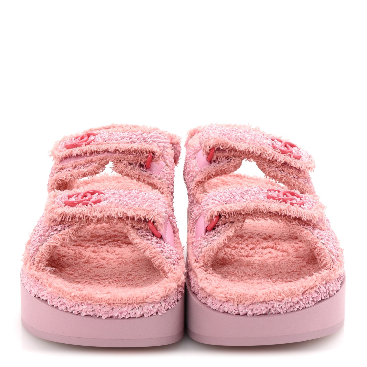 Fabric Terry Cloth Velcro Dad Platform Sandals 37 Light Pink Multicolor