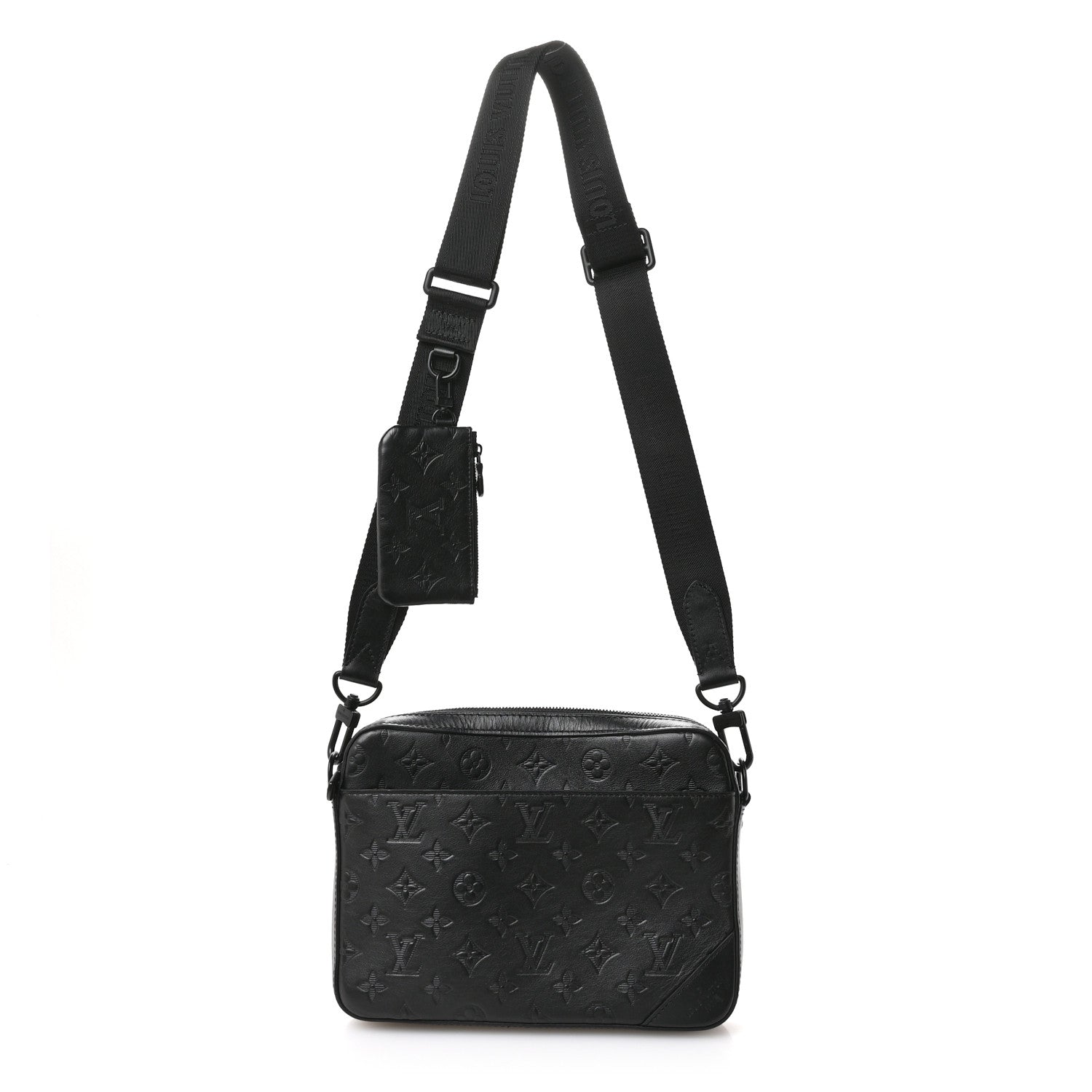 Calfskin Monogram Shadow Duo Messenger Black