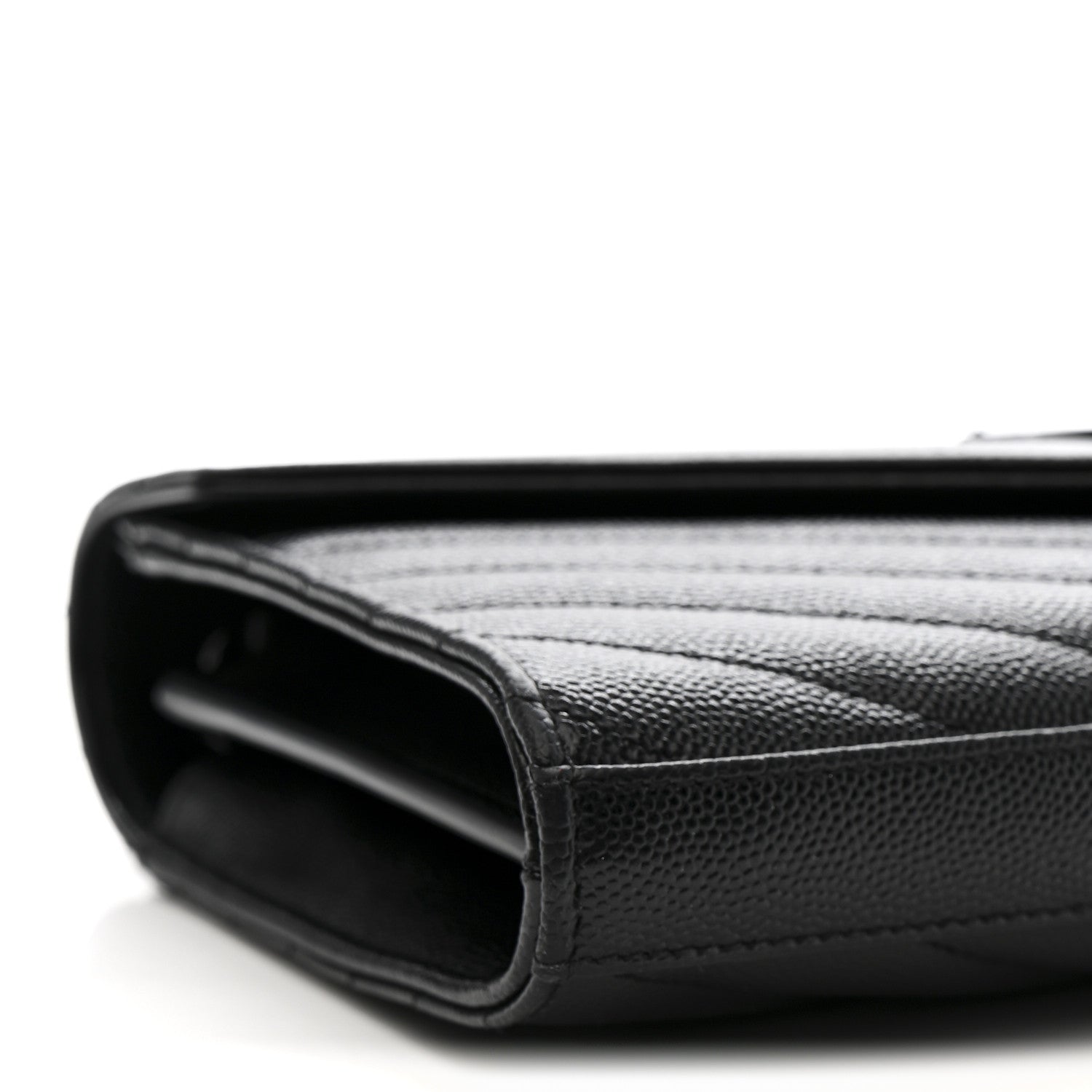 Grain De Poudre Matelasse Chevron Monogram Monochrome Chain Wallet Black