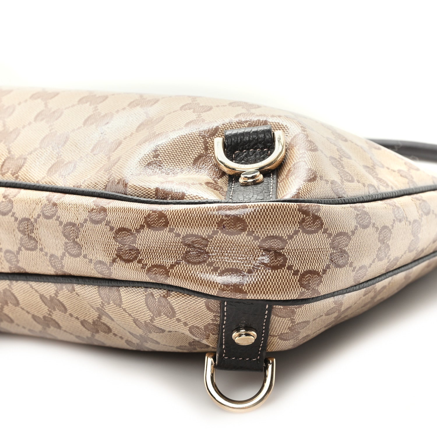 Crystal Monogram Large Abbey D Ring Hobo Dark Brown