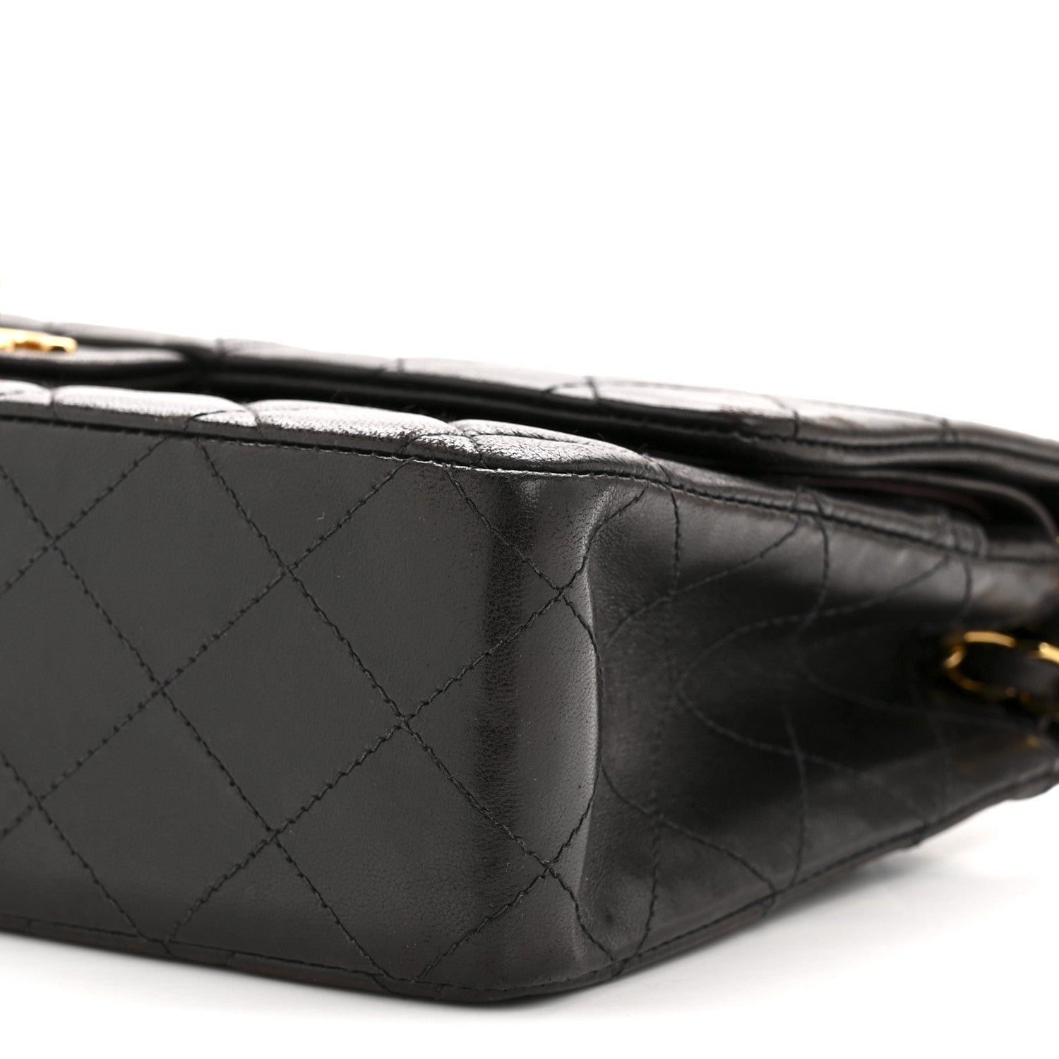 Lambskin Quilted Medium Double Flap Black