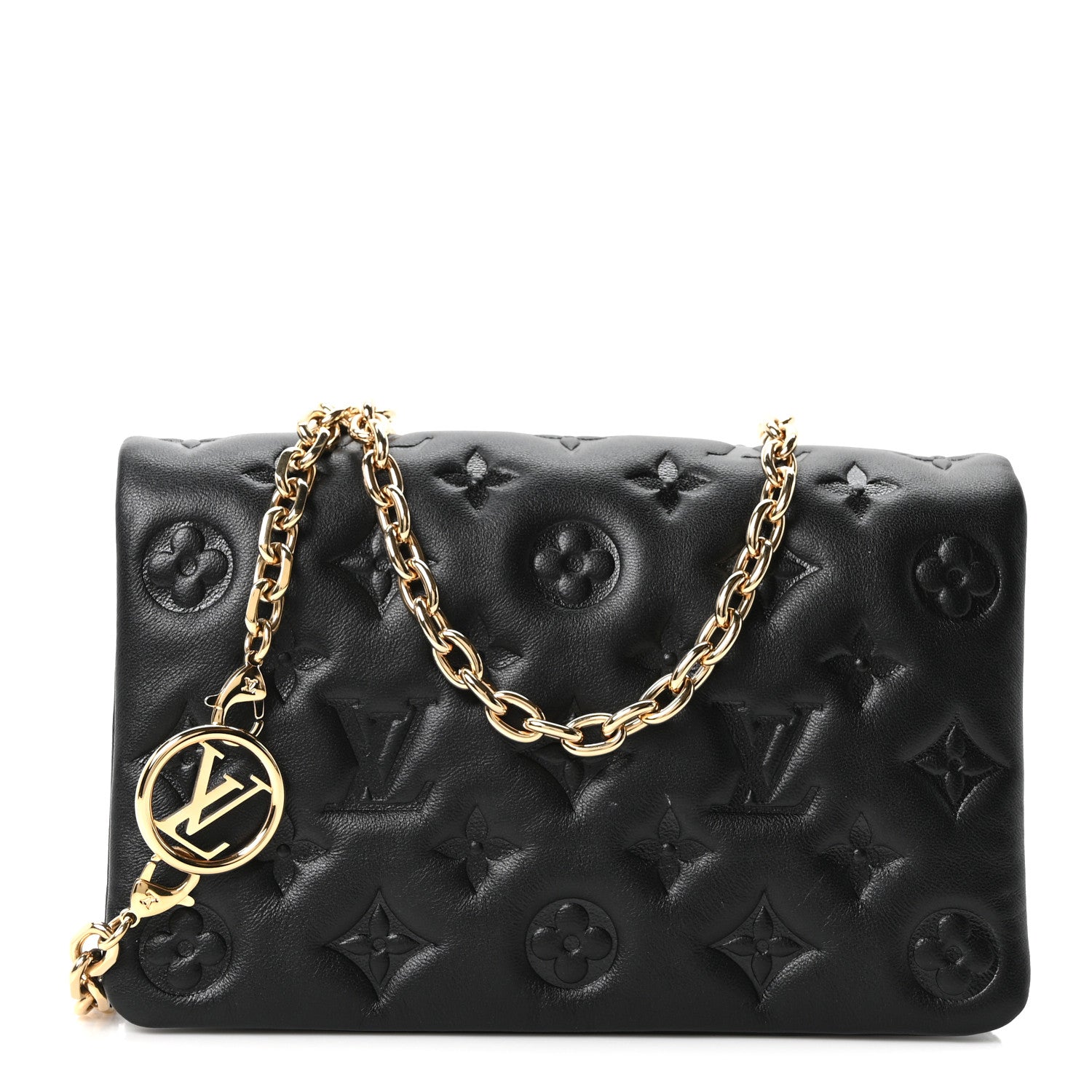 Lambskin Embossed Monogram Pochette Coussin Black