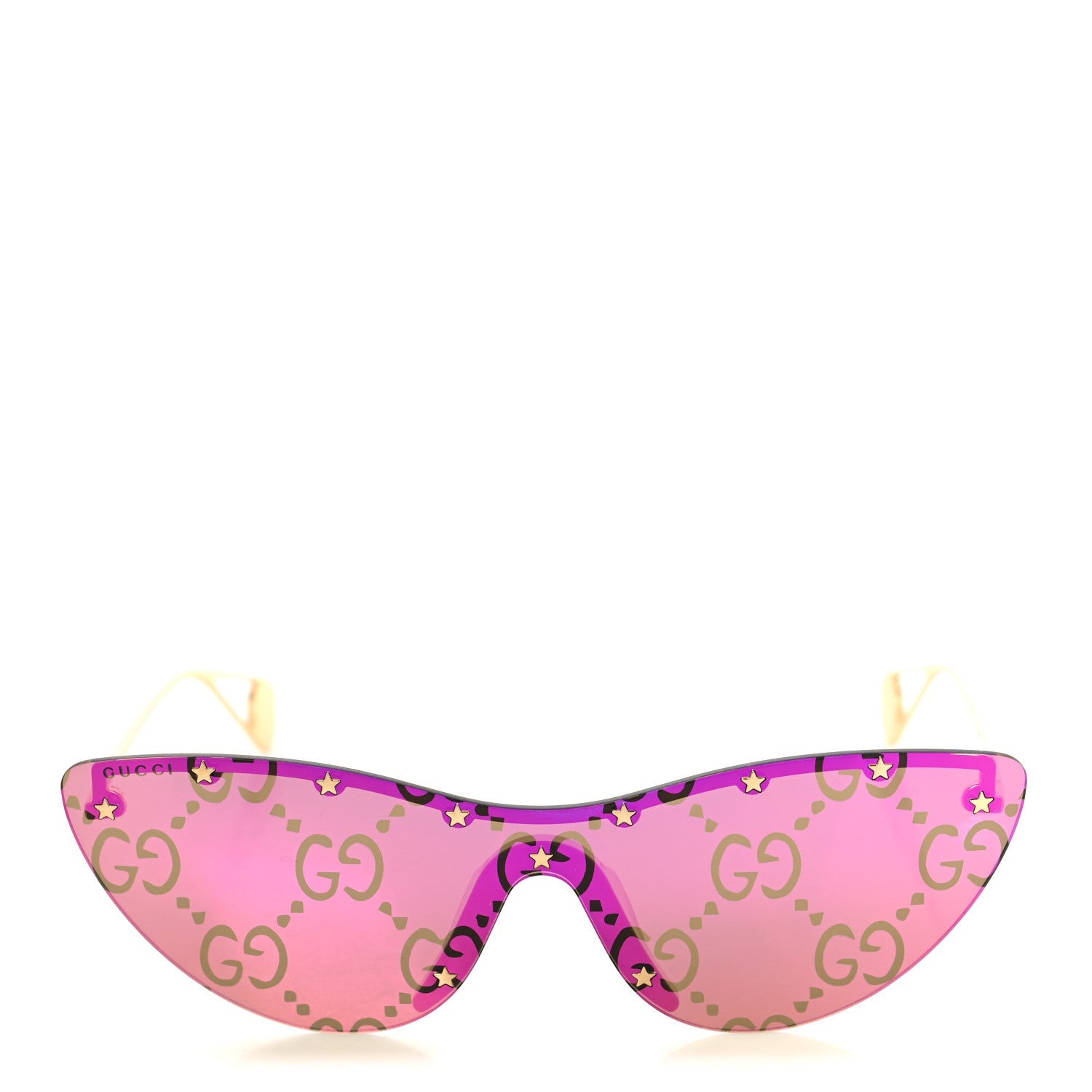 Metal Rimless Star Studded Monogram 90mm Cat Eye GG0666S Sunglasses Mirror Purple