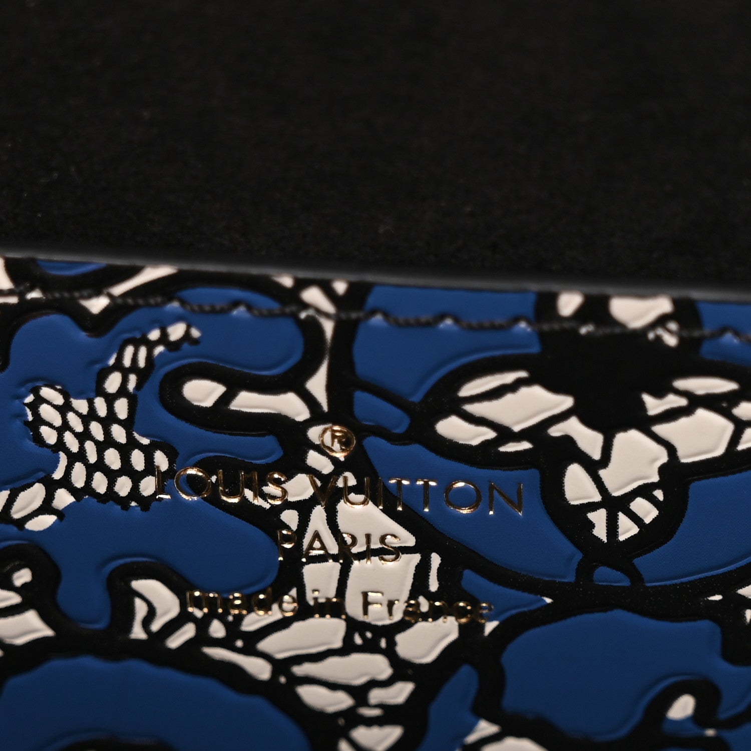 Calfskin Lace Flower Inlay Twist Shoulder Bag MM Navy Black