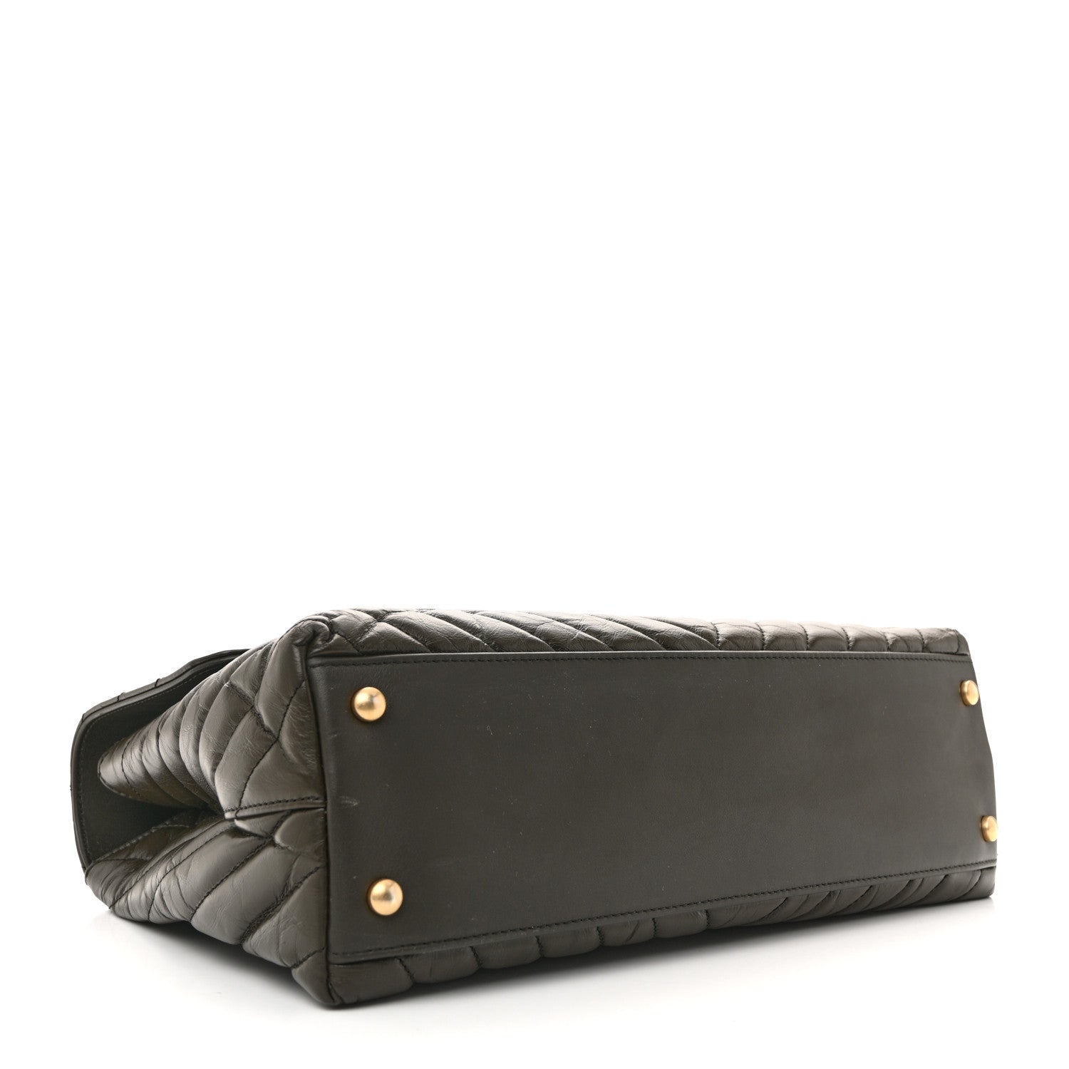 Calfskin Chevron Quilted Medium Coco Handle Flap Green
